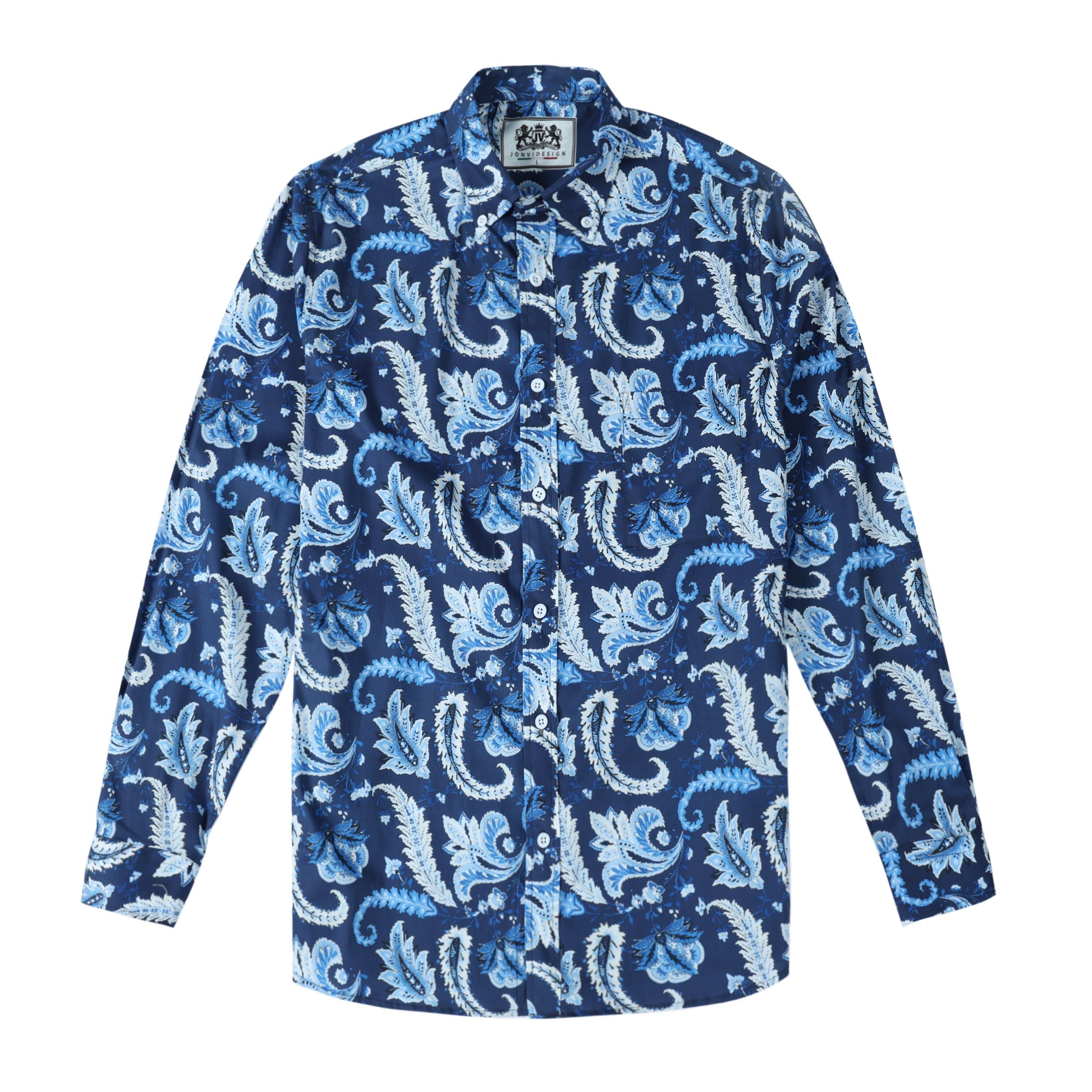 Blue Paisley Long Sleeve Shirt Jonvidesign