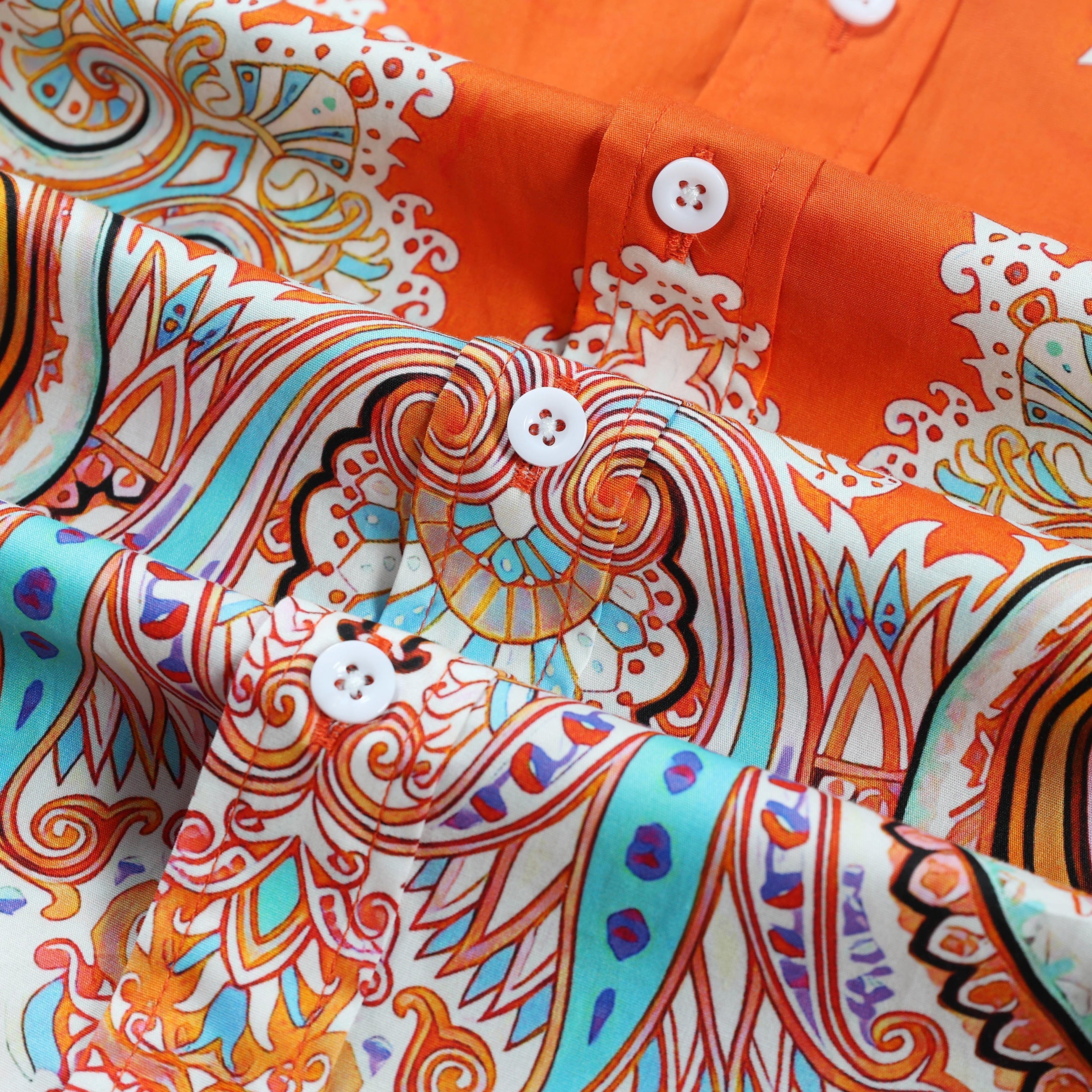 Boho Paisley Pattern Long Sleeve Button Down Casual Shirt Jonvidesign