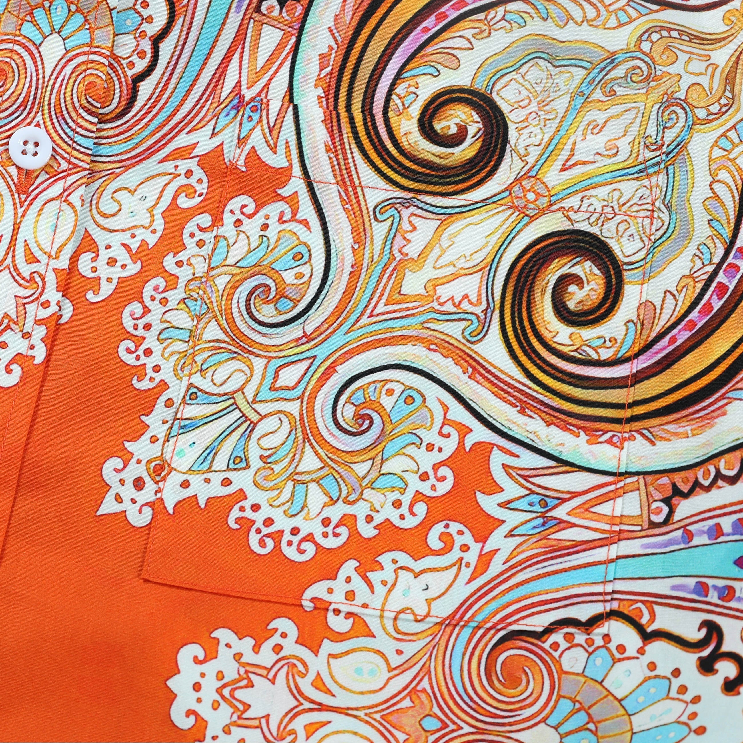 Boho Paisley Pattern Long Sleeve Button Down Casual Shirt Jonvidesign