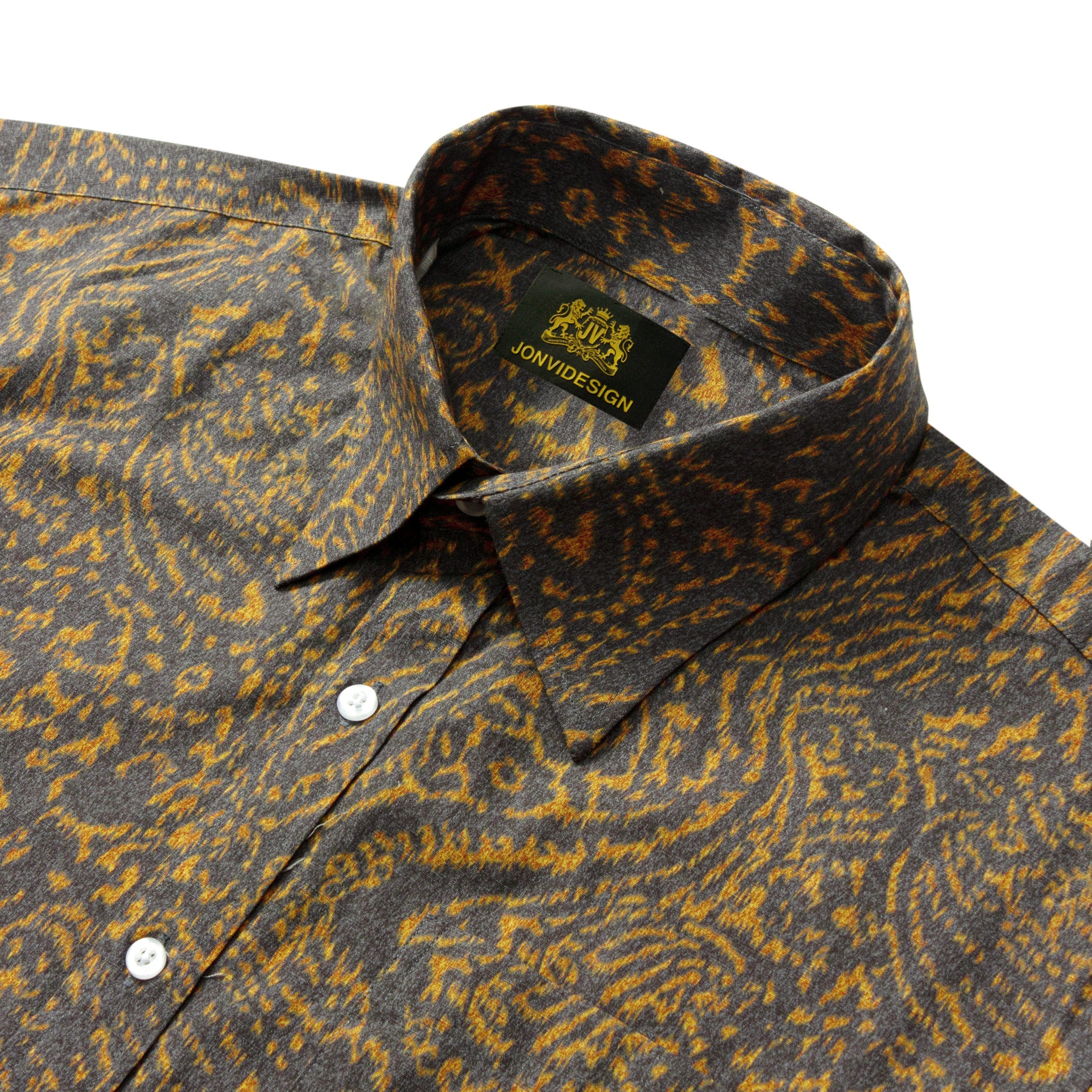 Brown Paisley Vintage Short Sleeve Shirt Jonvidesign