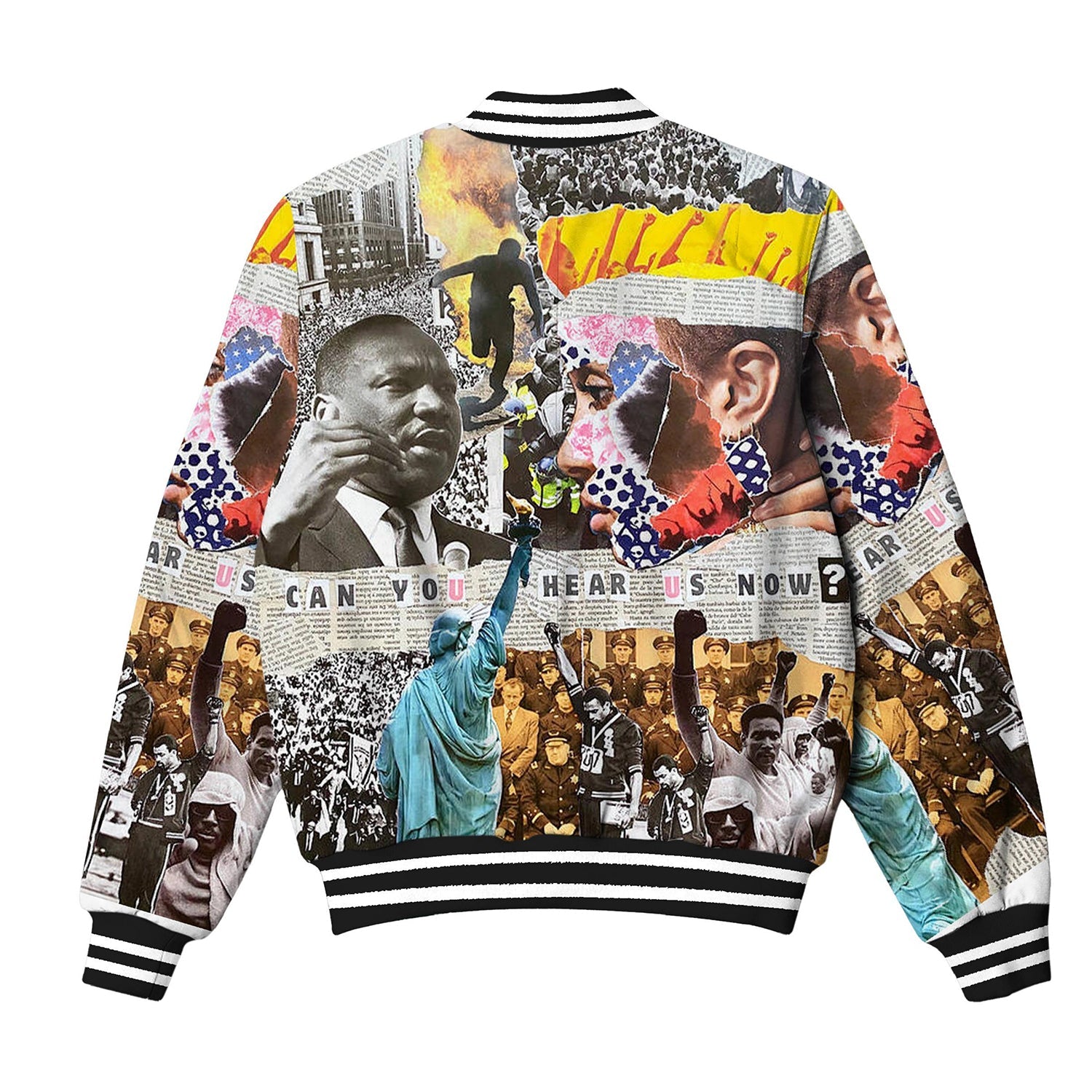 Can You Hear Us Now Satin Bomber Jacket Jonvidesign