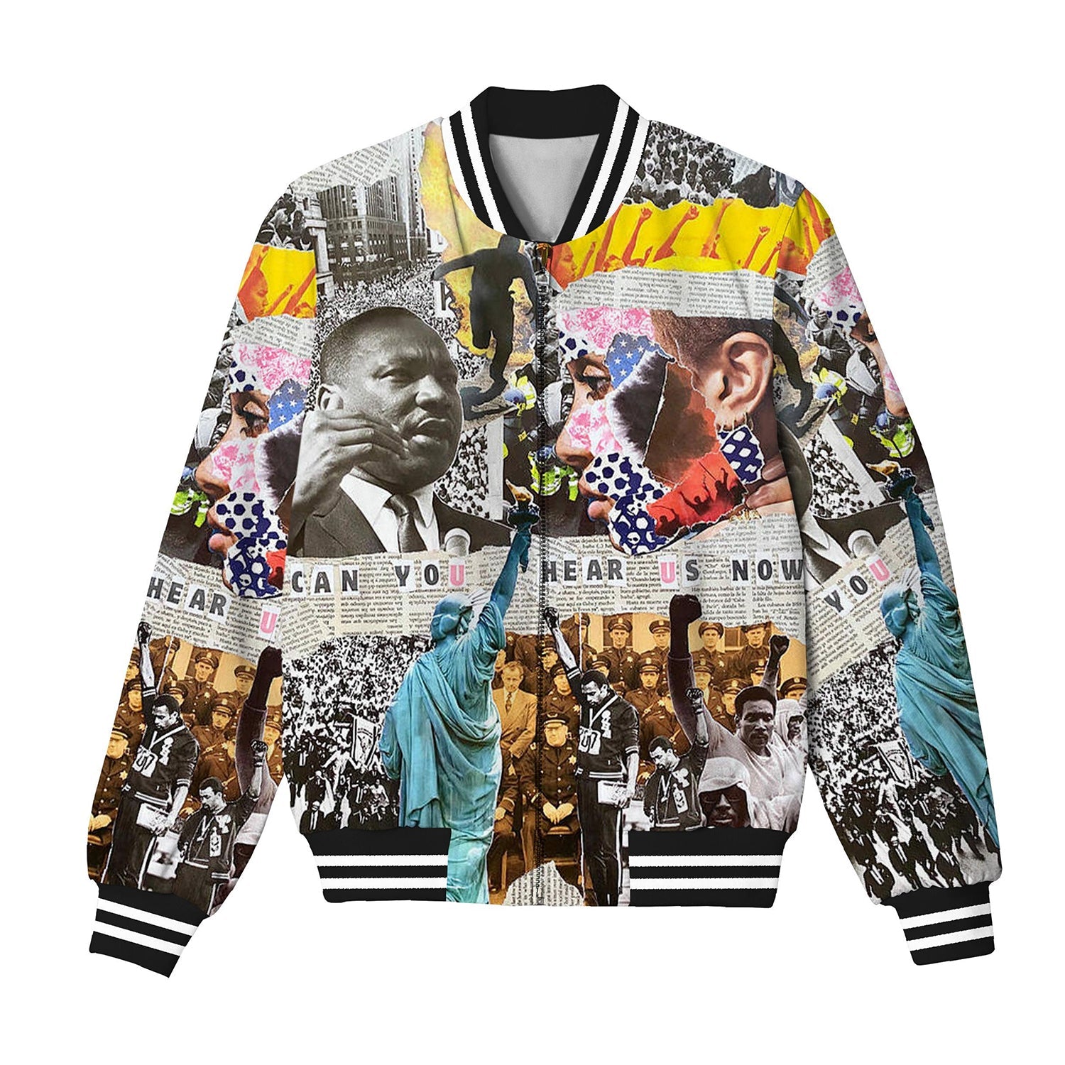 Can You Hear Us Now Satin Bomber Jacket Jonvidesign