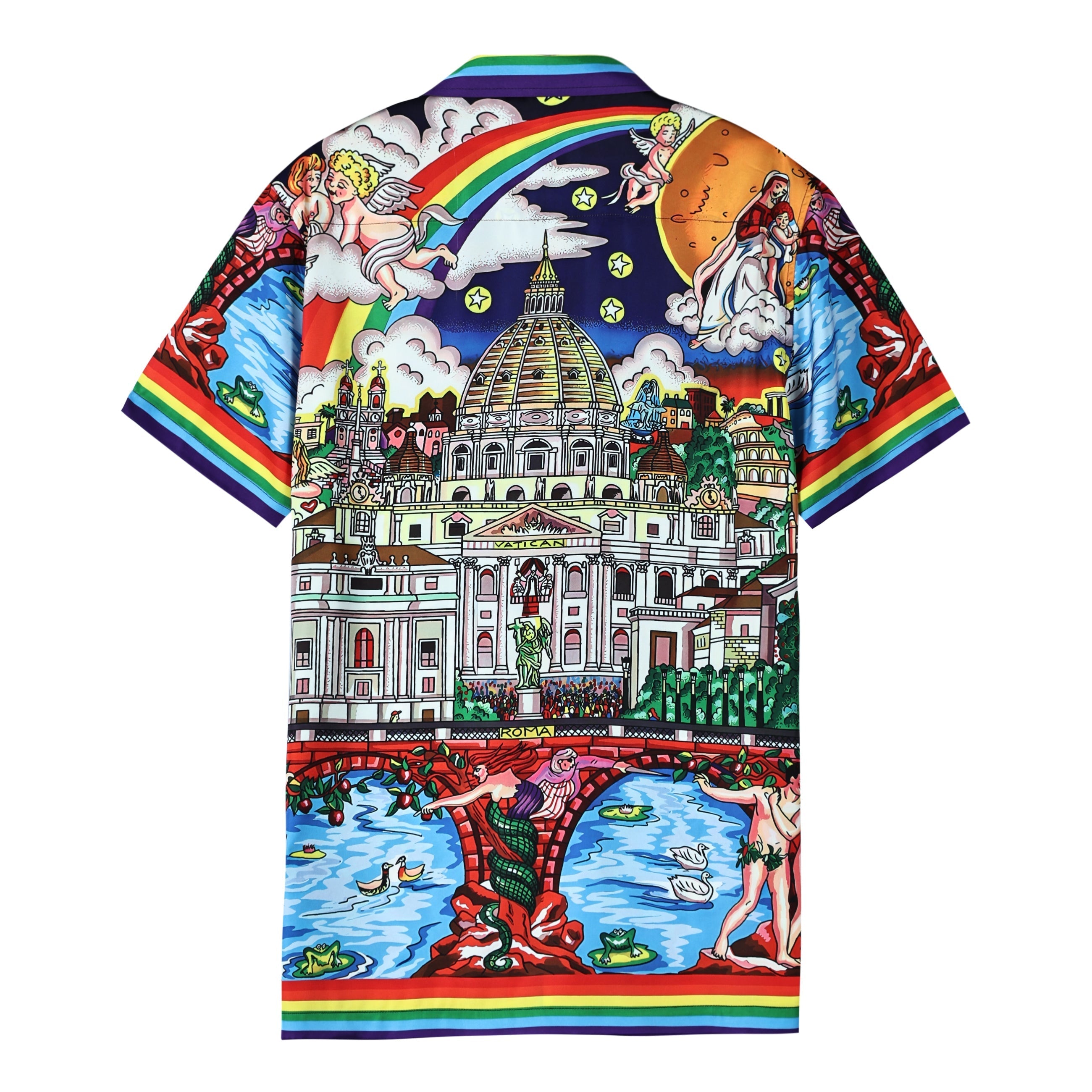 Castle Myth Pattern Short Sleeve Camp Collar Shirt Jonvidesign