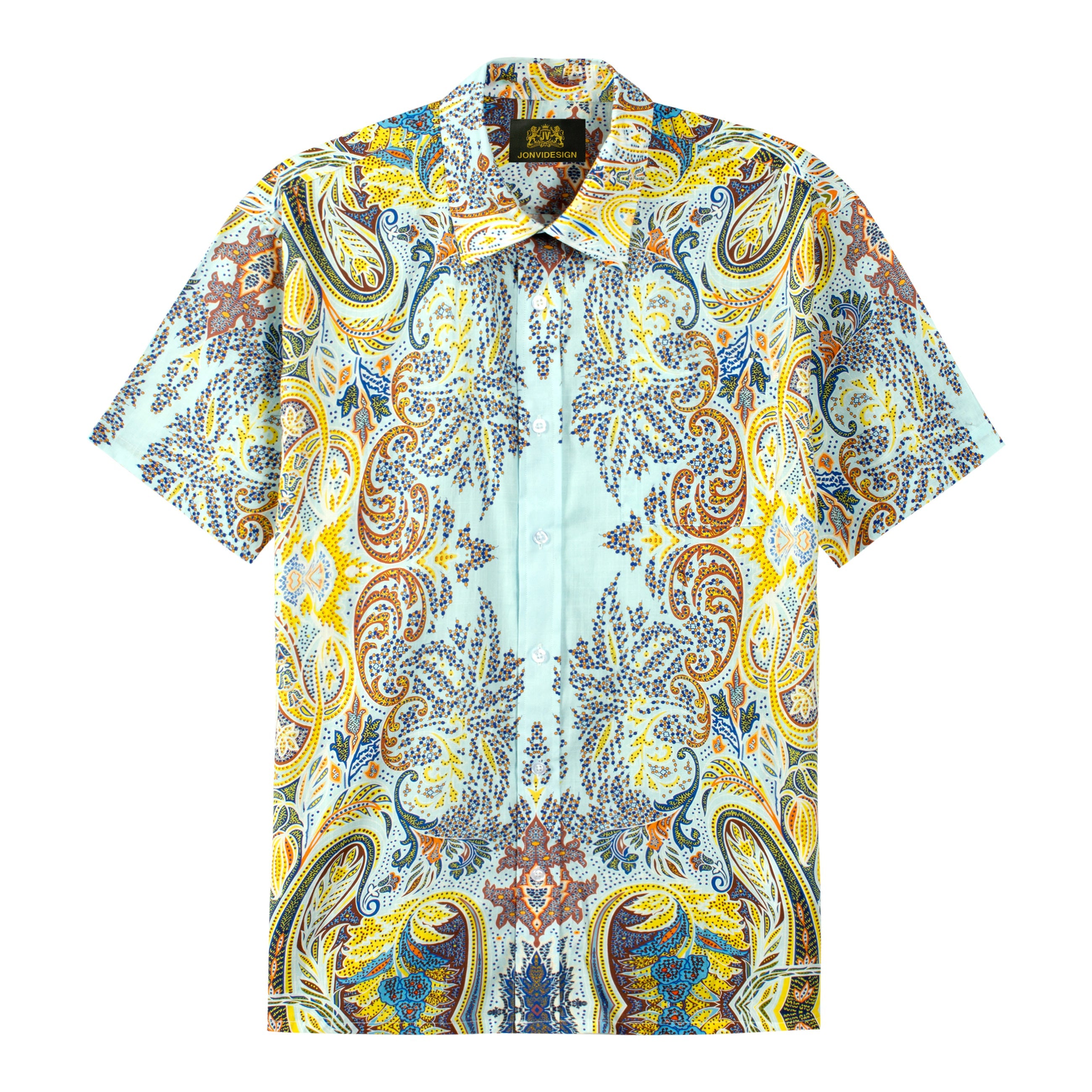 Classic Paisley Pattern Short Sleeve Camp Shirt Jonvidesign