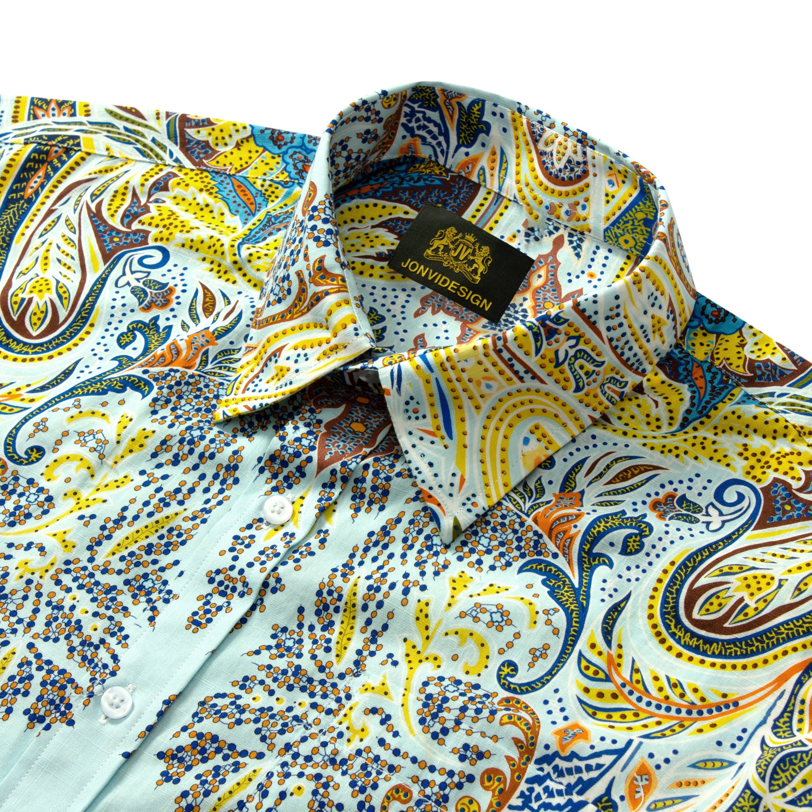 Classic Paisley Pattern Short Sleeve Camp Shirt Jonvidesign
