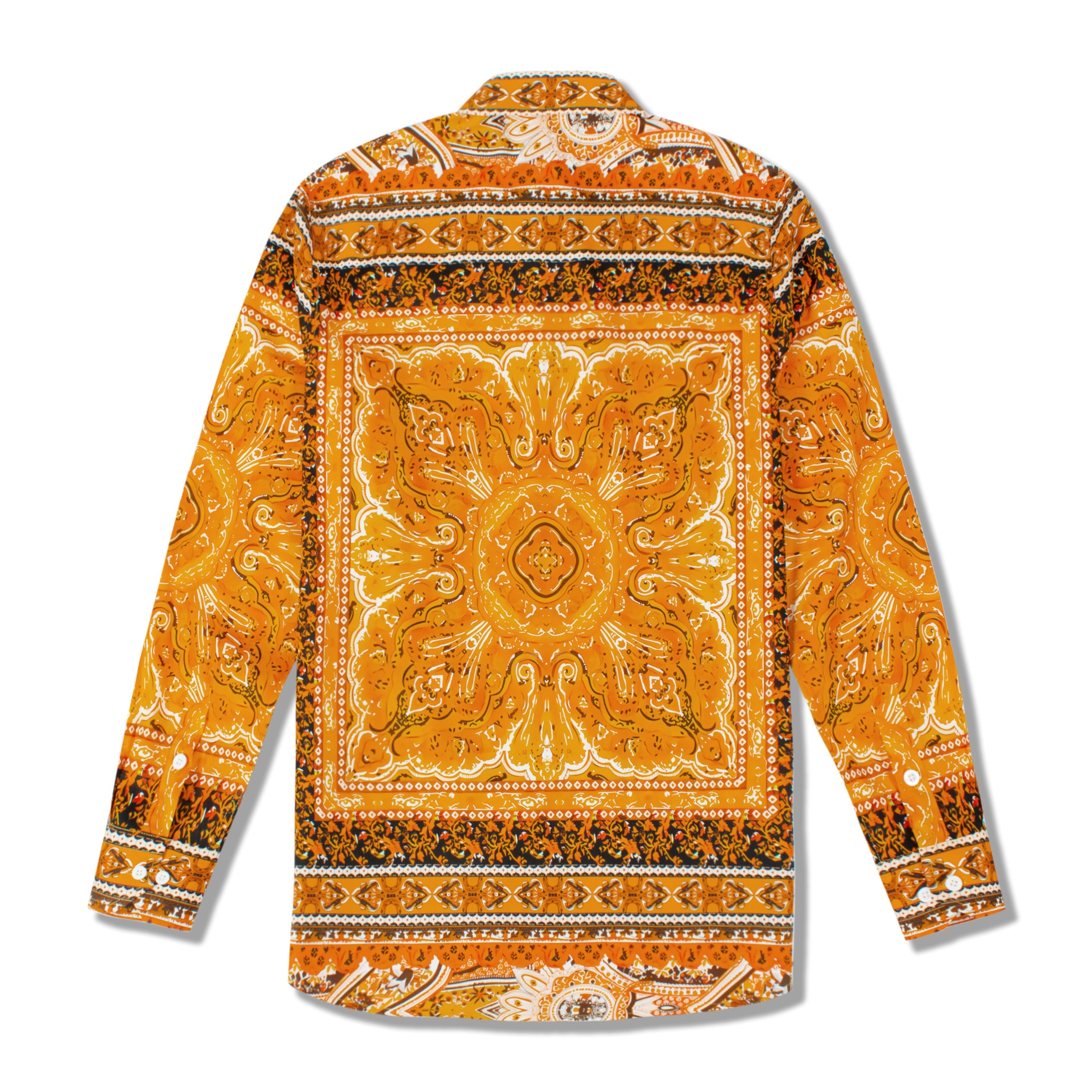 Floral Print Long Sleeve Button Down Shirt in Orange Jonvidesign