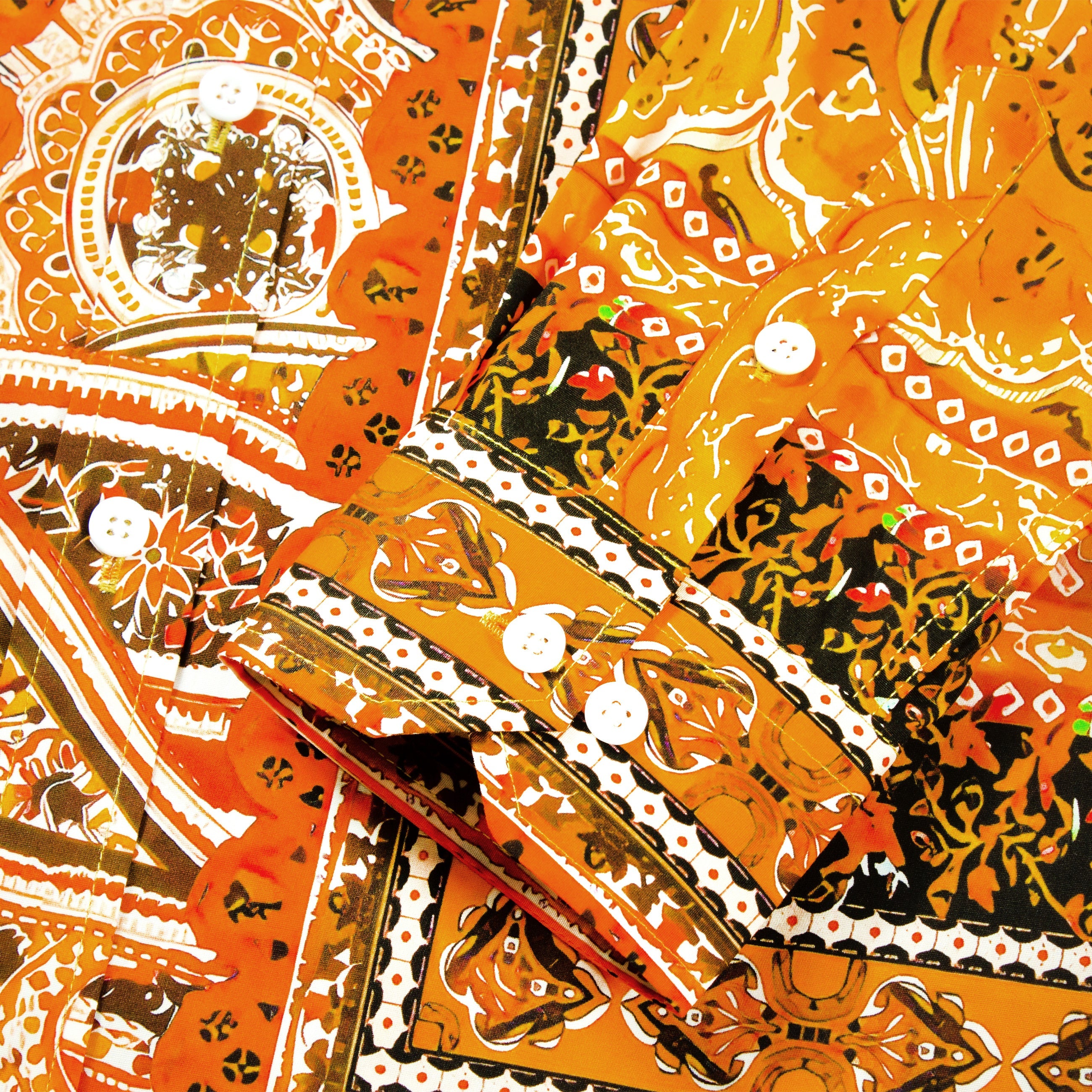 Floral Print Long Sleeve Button Down Shirt in Orange Jonvidesign