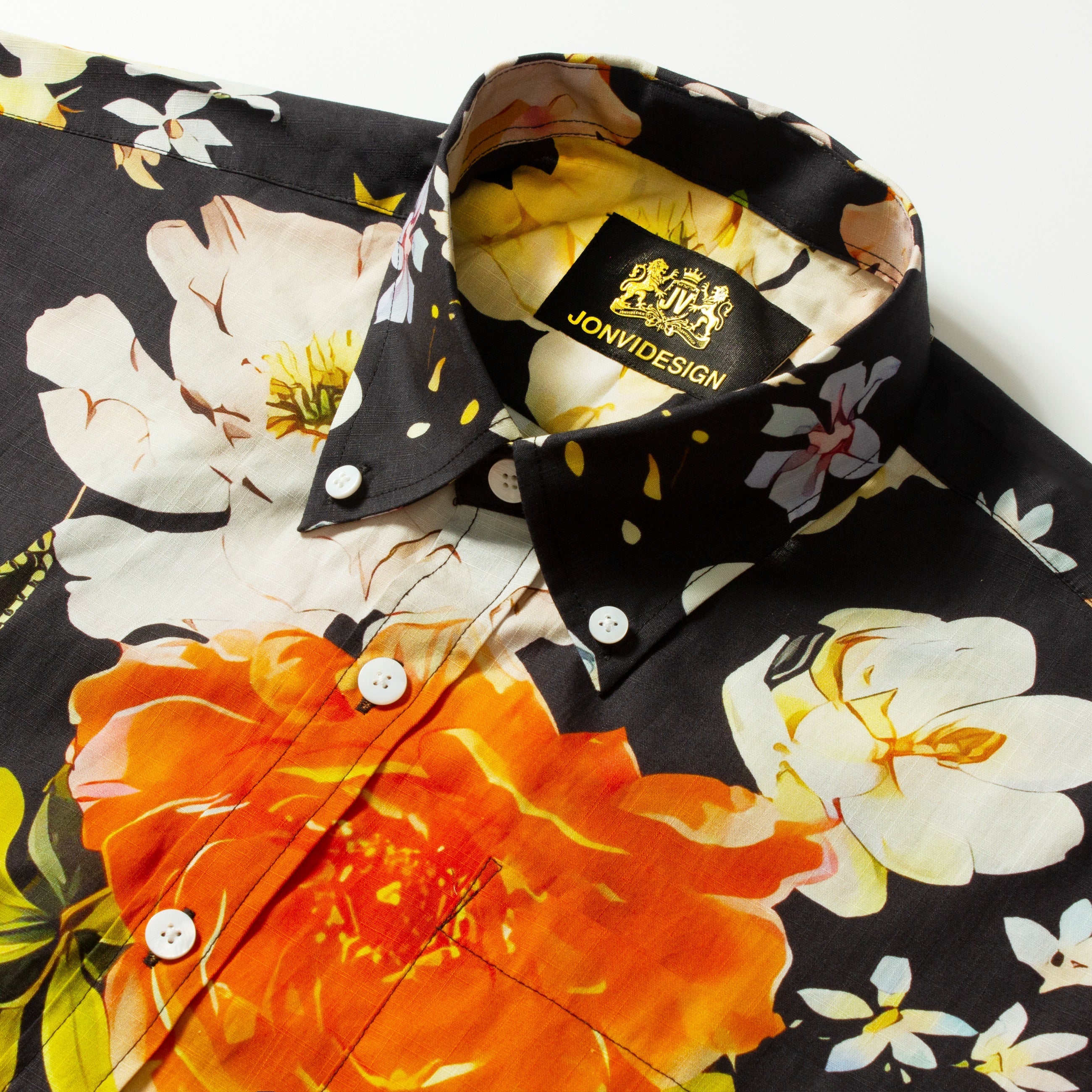 Floral Print Short Sleeve Dress Flower Vacation Shirt Jonvidesign