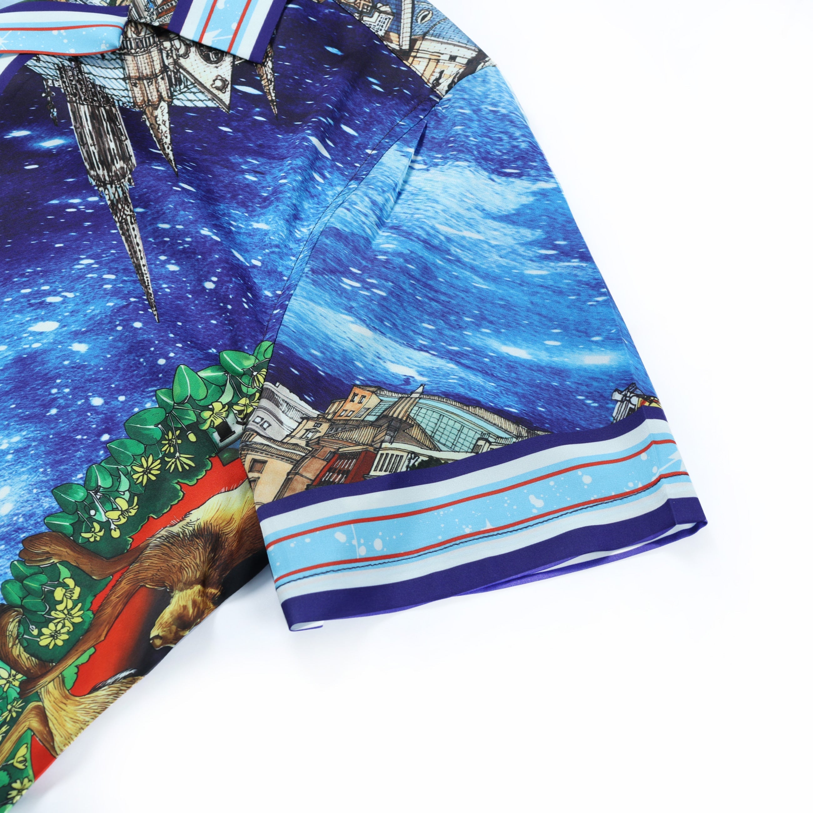 Galaxy Castle Rabbit Pattern Short Sleeve Camp Collar Shirt Jonvidesign