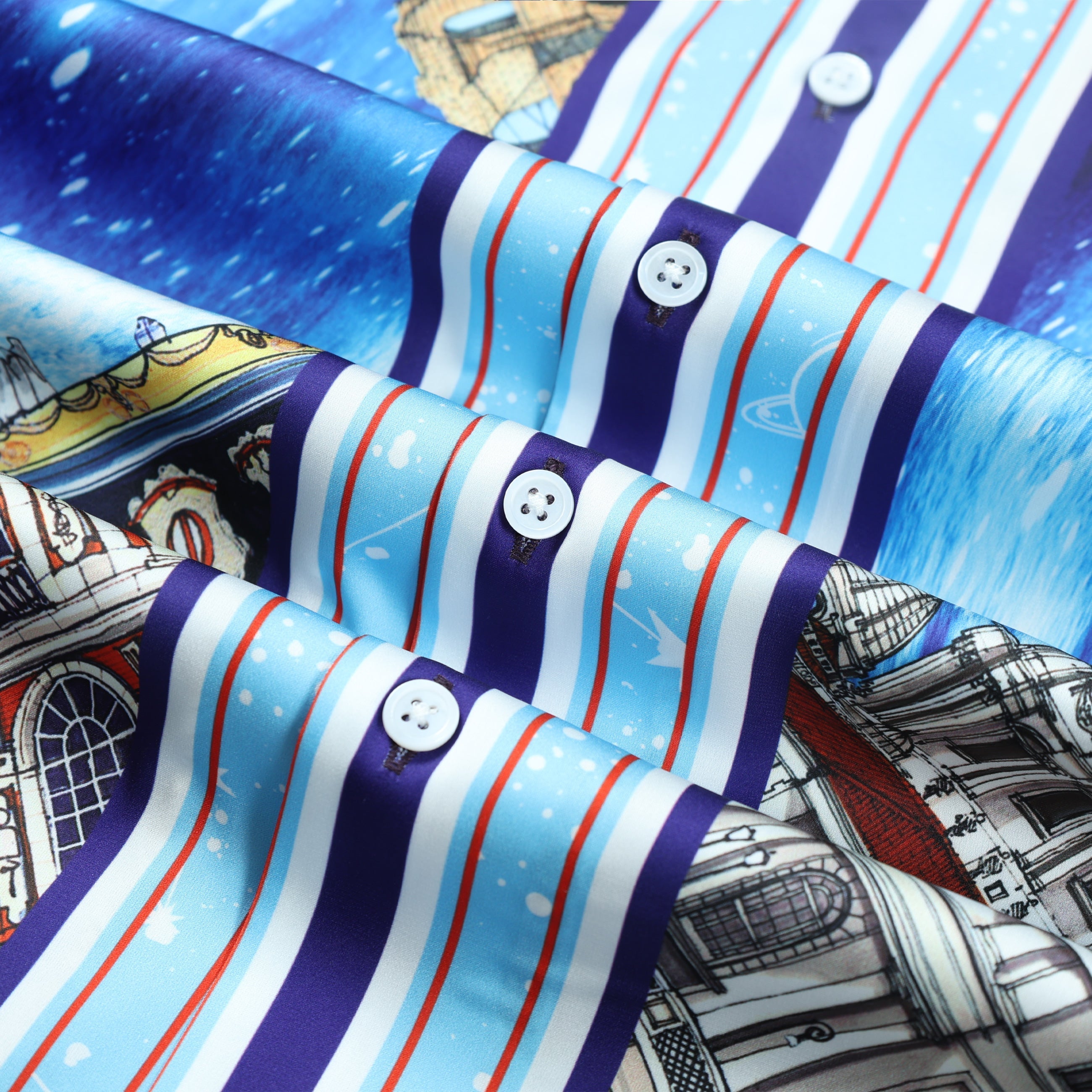 Galaxy Castle Rabbit Pattern Short Sleeve Camp Collar Shirt Jonvidesign