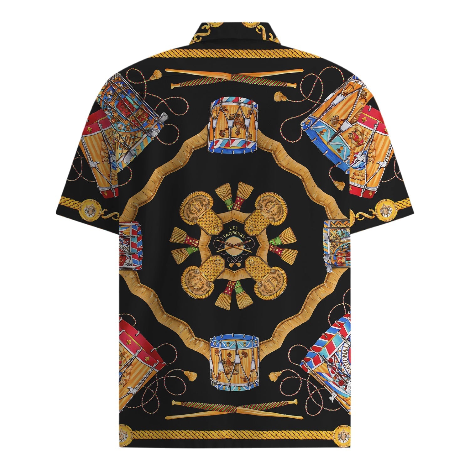 Golden Baroque Short Sleeve Shirt with Drum Accents Jonvidesign