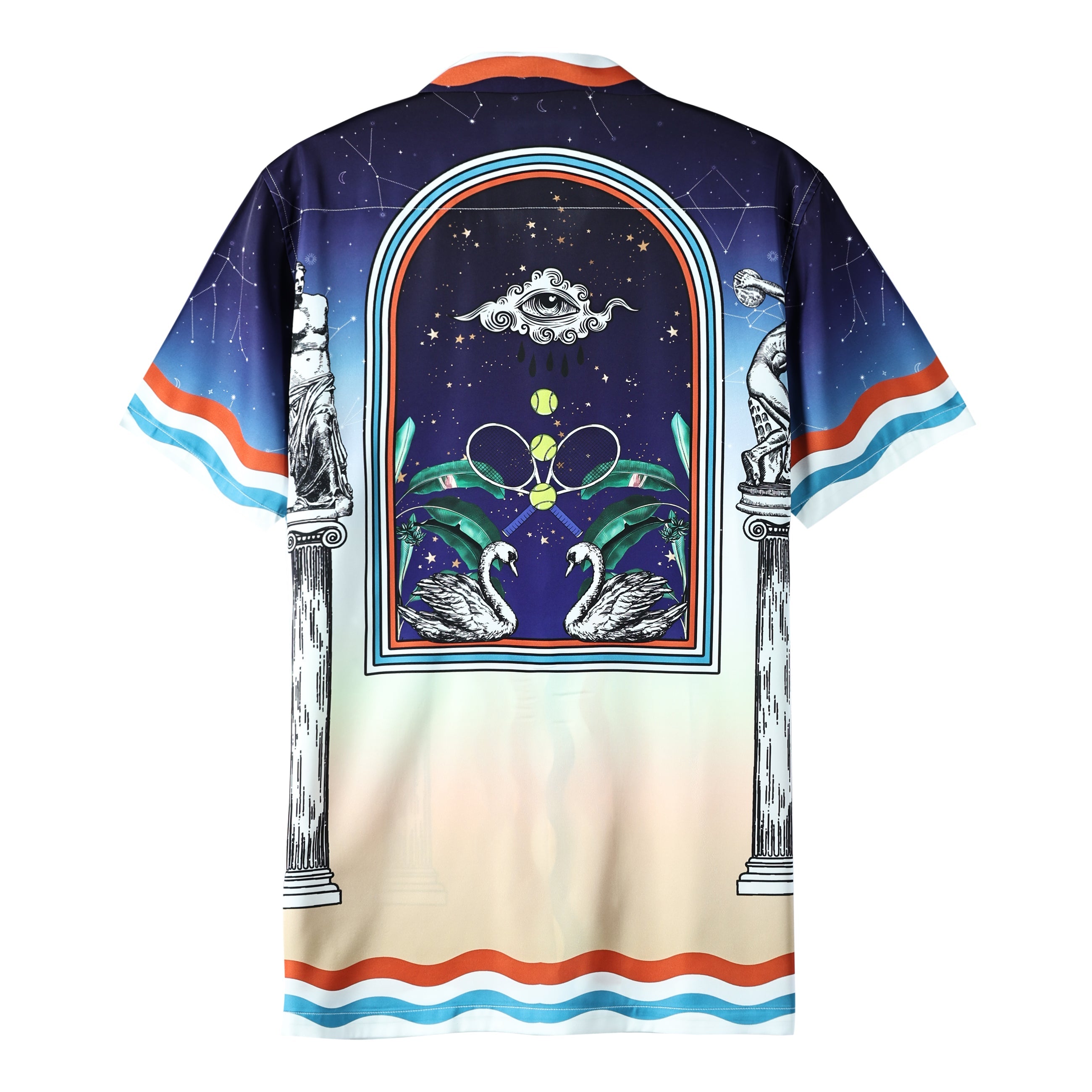 Goose Pattern Camp Collar Bowling Shirt Jonvidesign