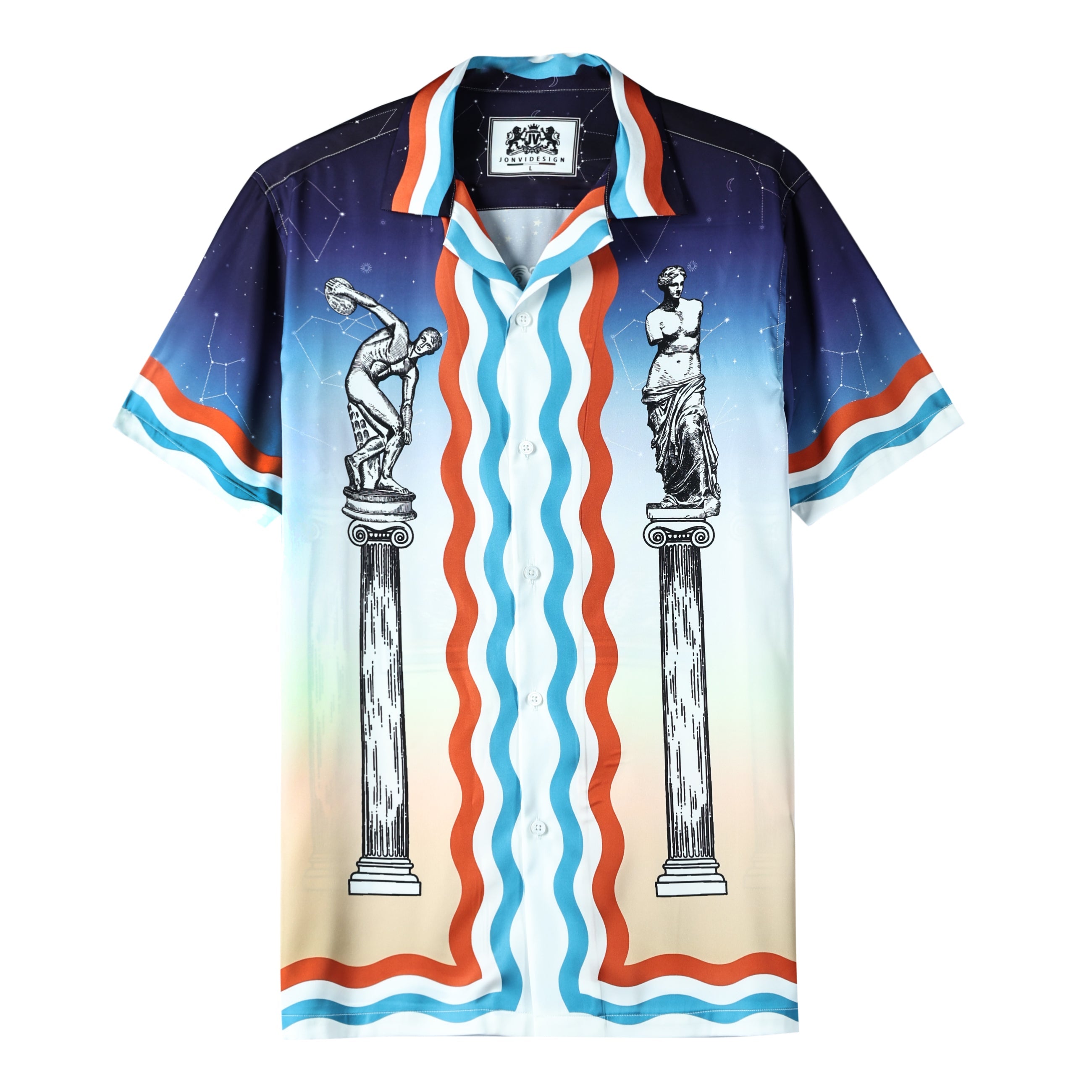 Goose Pattern Camp Collar Bowling Shirt Jonvidesign