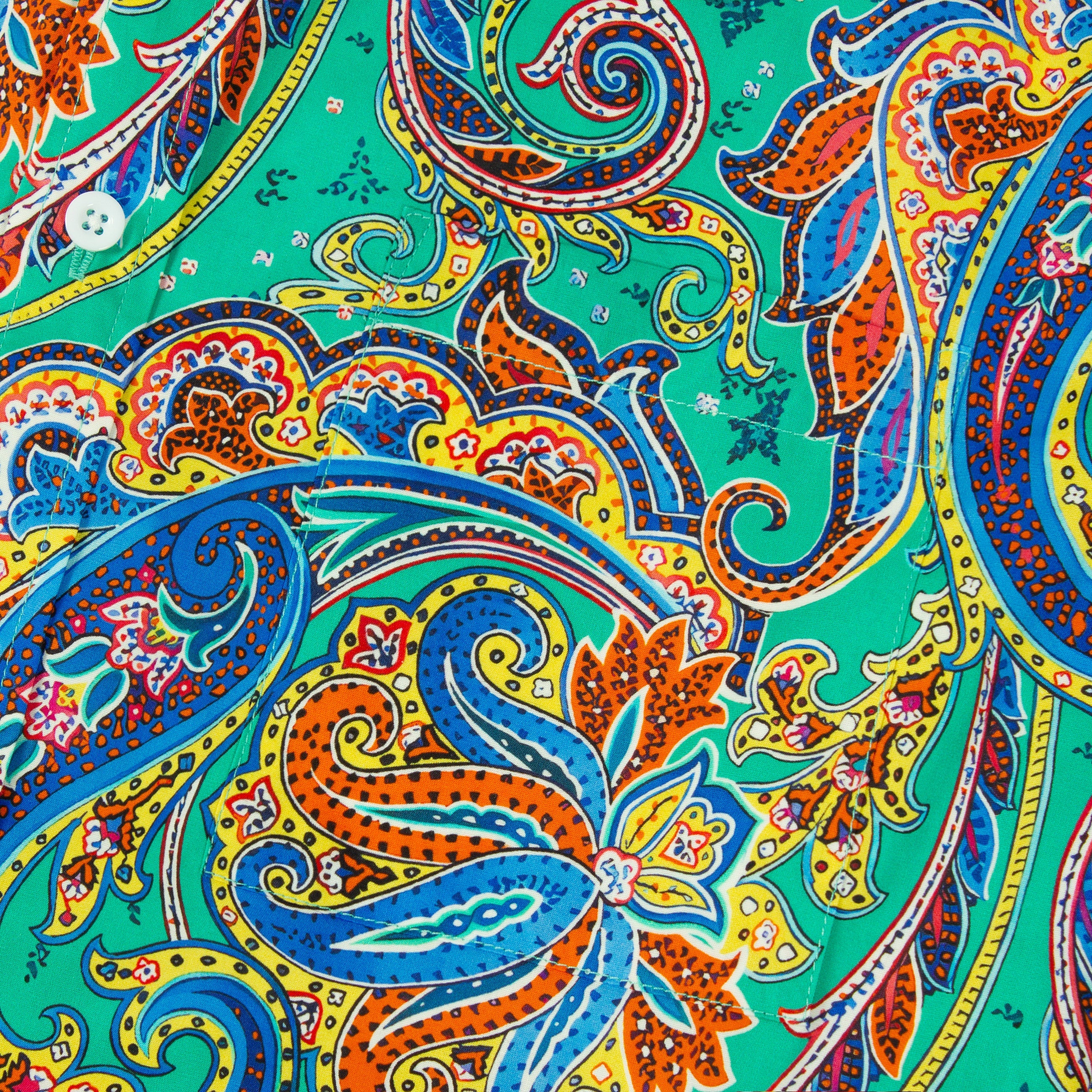 Green Paisley Pattern Long Sleeve Button Down Shirt Jonvidesign