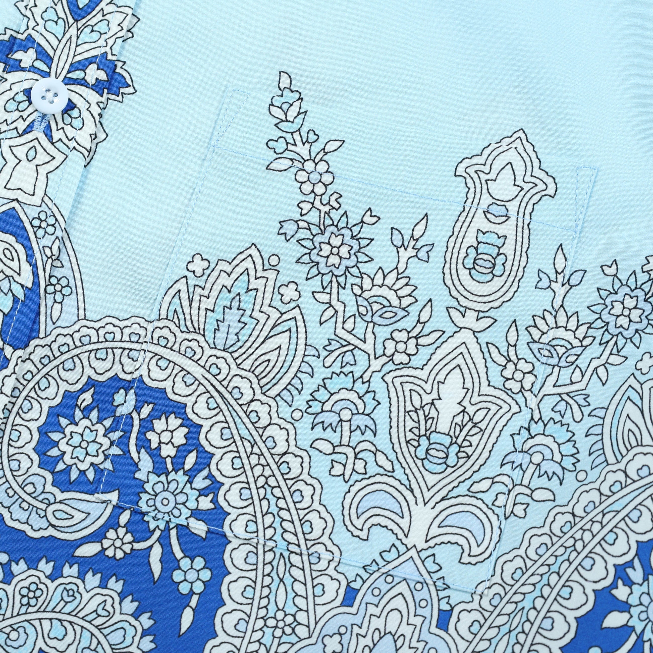 Grey Blue Paisley Pattern Long Sleeve Button Down Shirt Jonvidesign