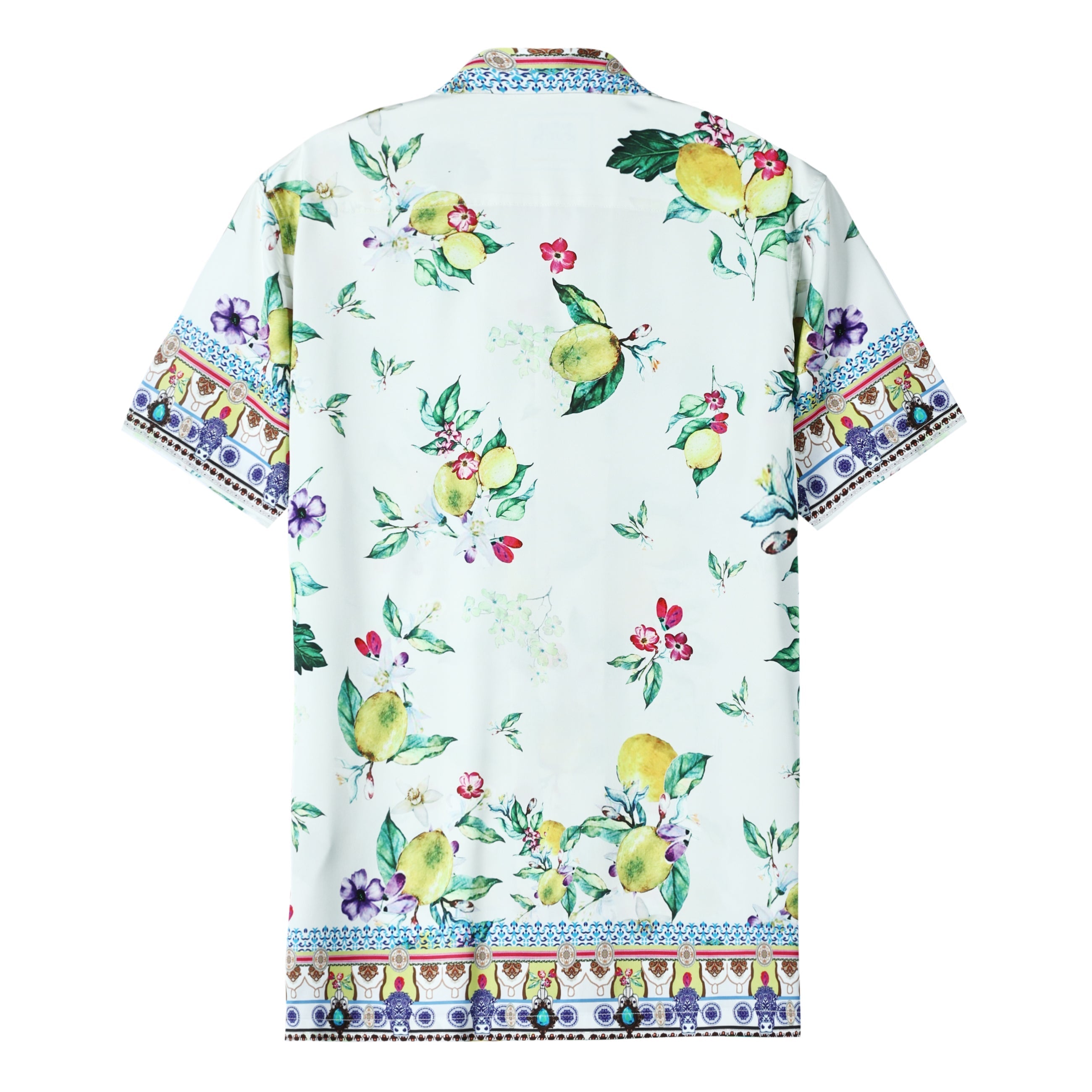 Lemon Pattern Short Sleeve Camp Collar Shirt Jonvidesign