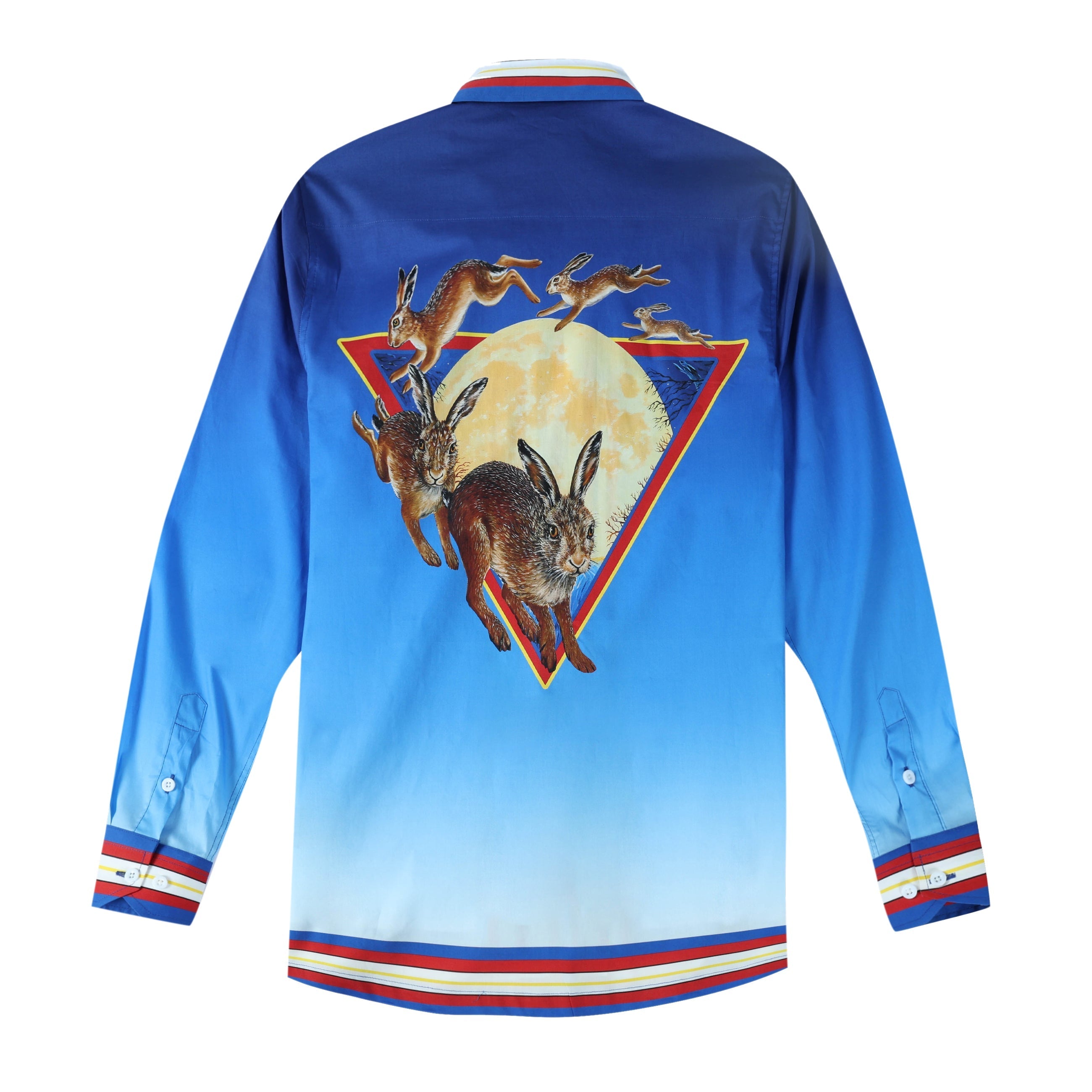 Moon Rabbit Gradient Color Long Sleeve Vacation Shirt Jonvidesign