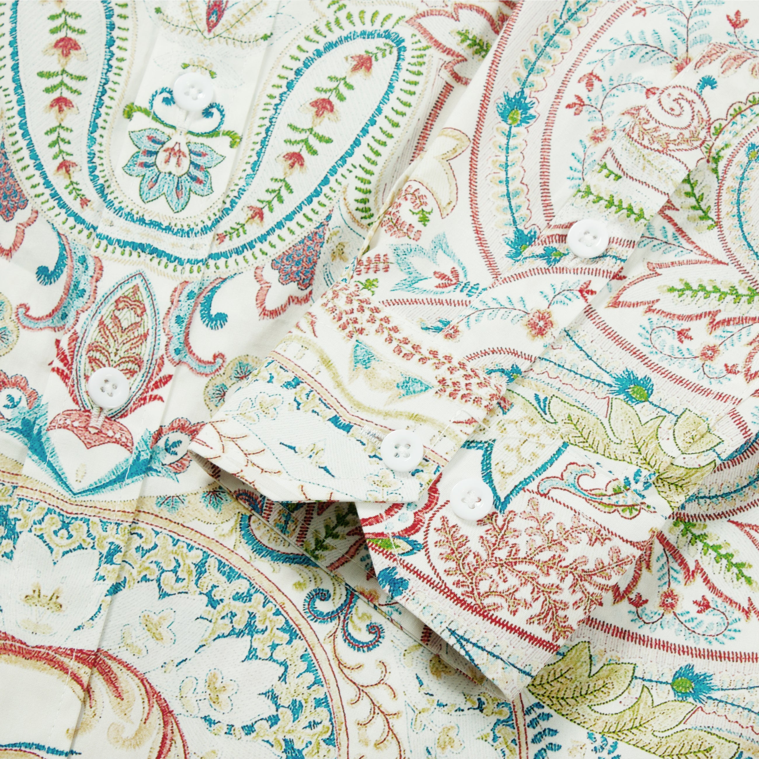 Multicolor Paisley Pattern Long Sleeve Button Down Shirt Jonvidesign