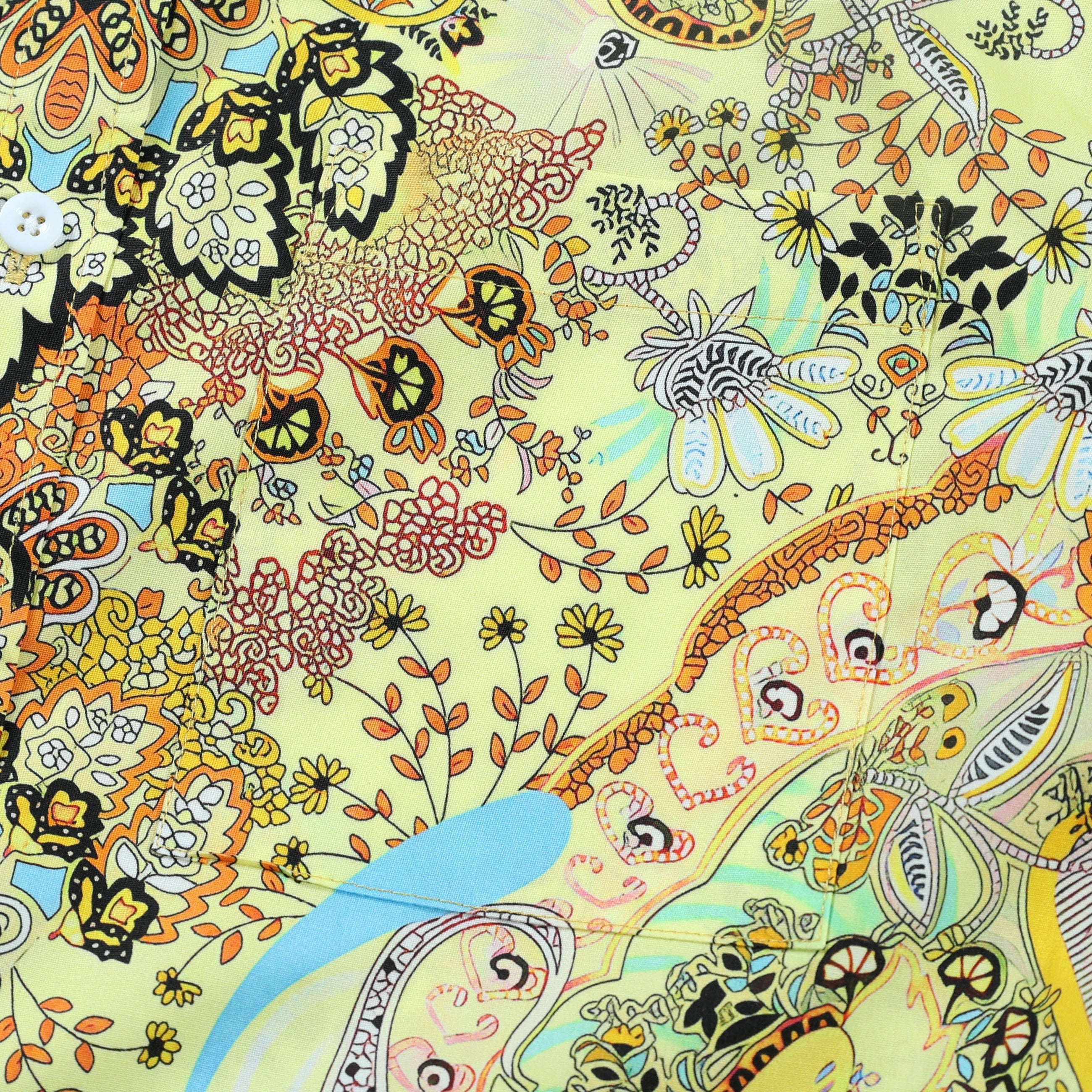 Paisley Pattern Long Sleeve Button Down Shirt in Yellow Jonvidesign