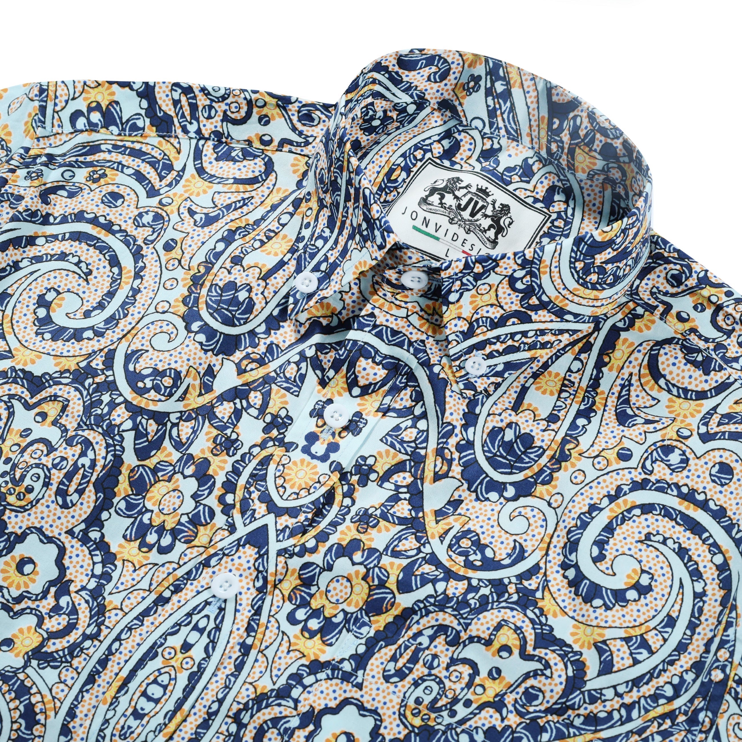 Paisley Print Long Sleeve Button Down Casual Shirt Jonvidesign