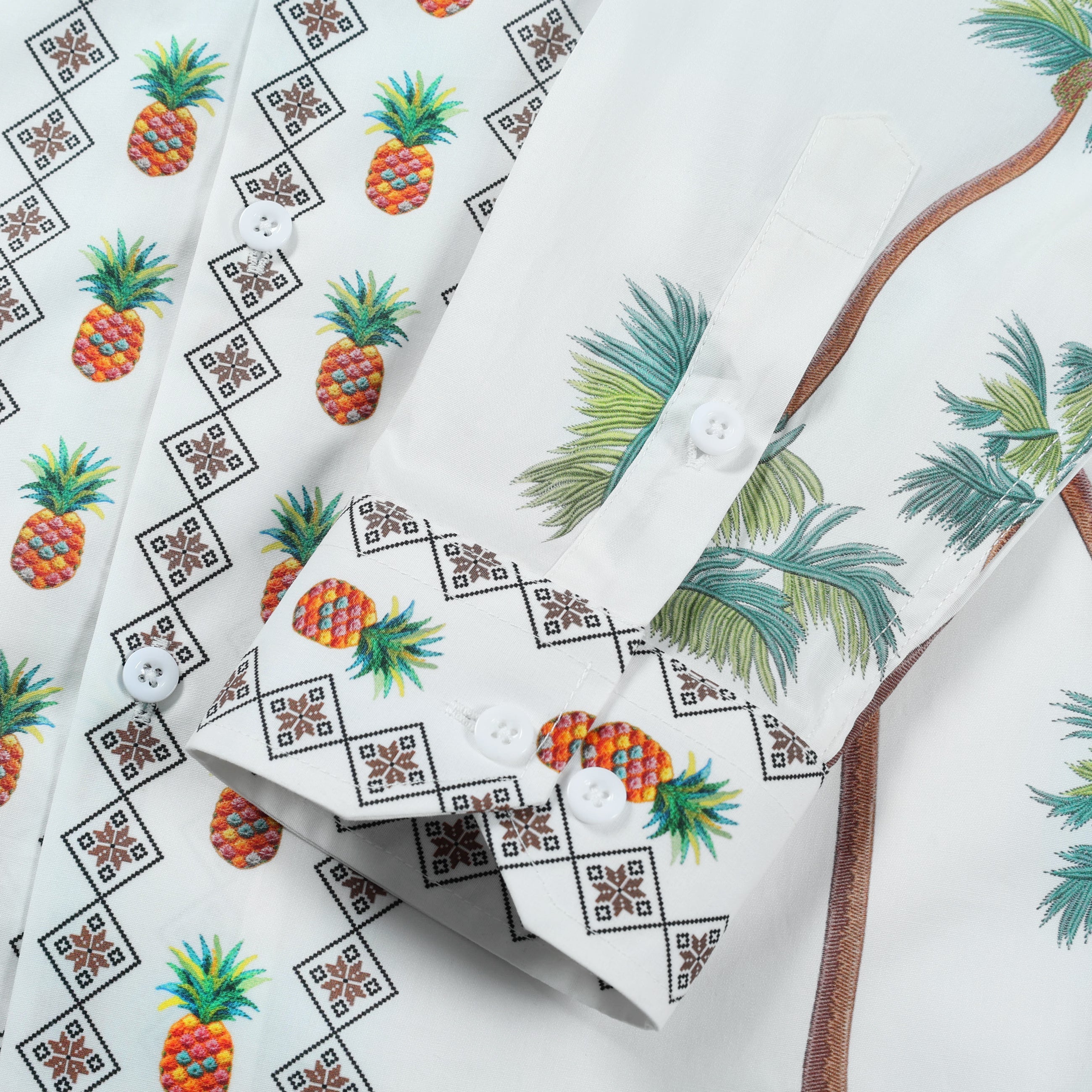 Palm Tree Pattern Long Sleeve Vacation Shirt Jonvidesign