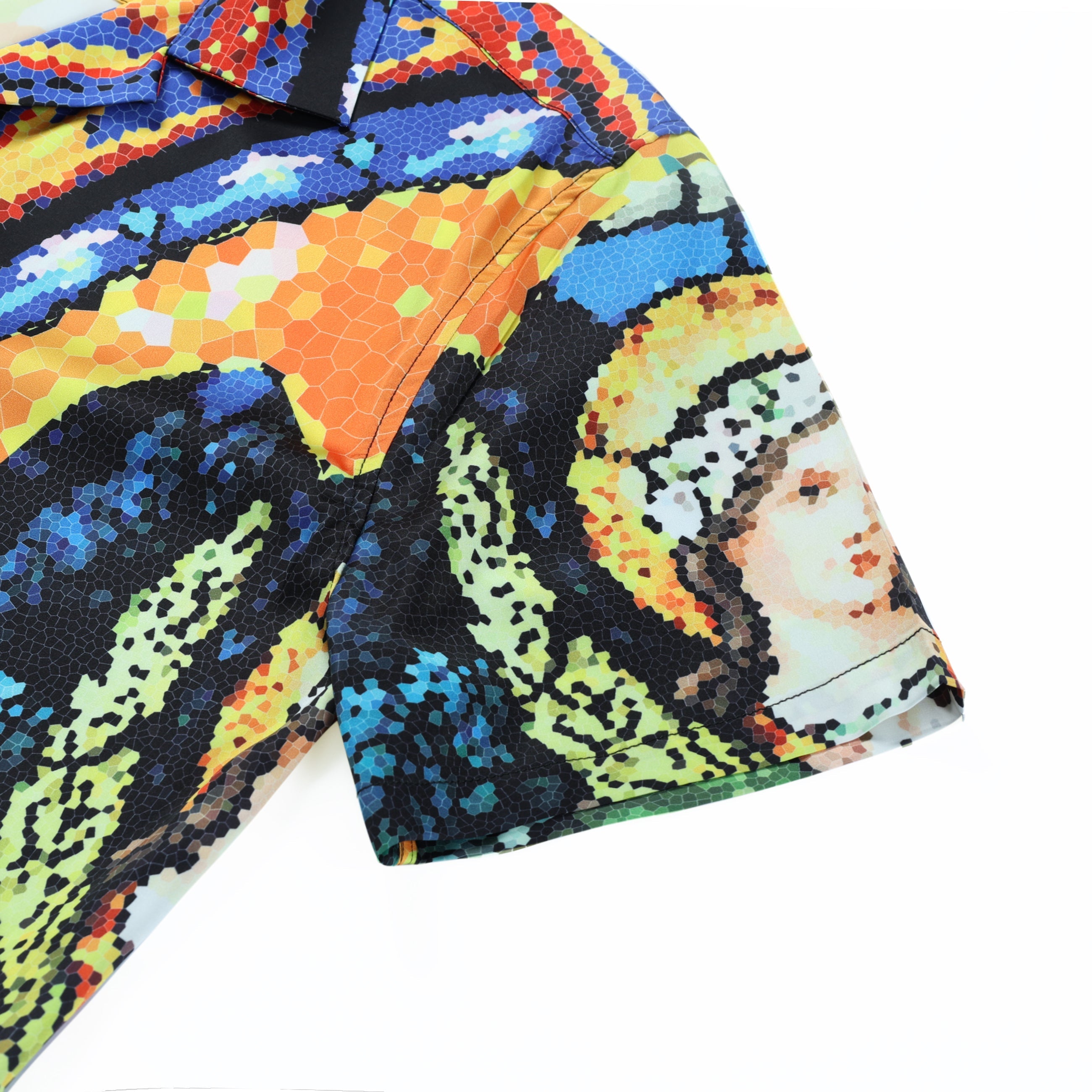 Perpetual Succour Pixel Pattern Short Sleeve Camp Collar Shirt Jonvidesign