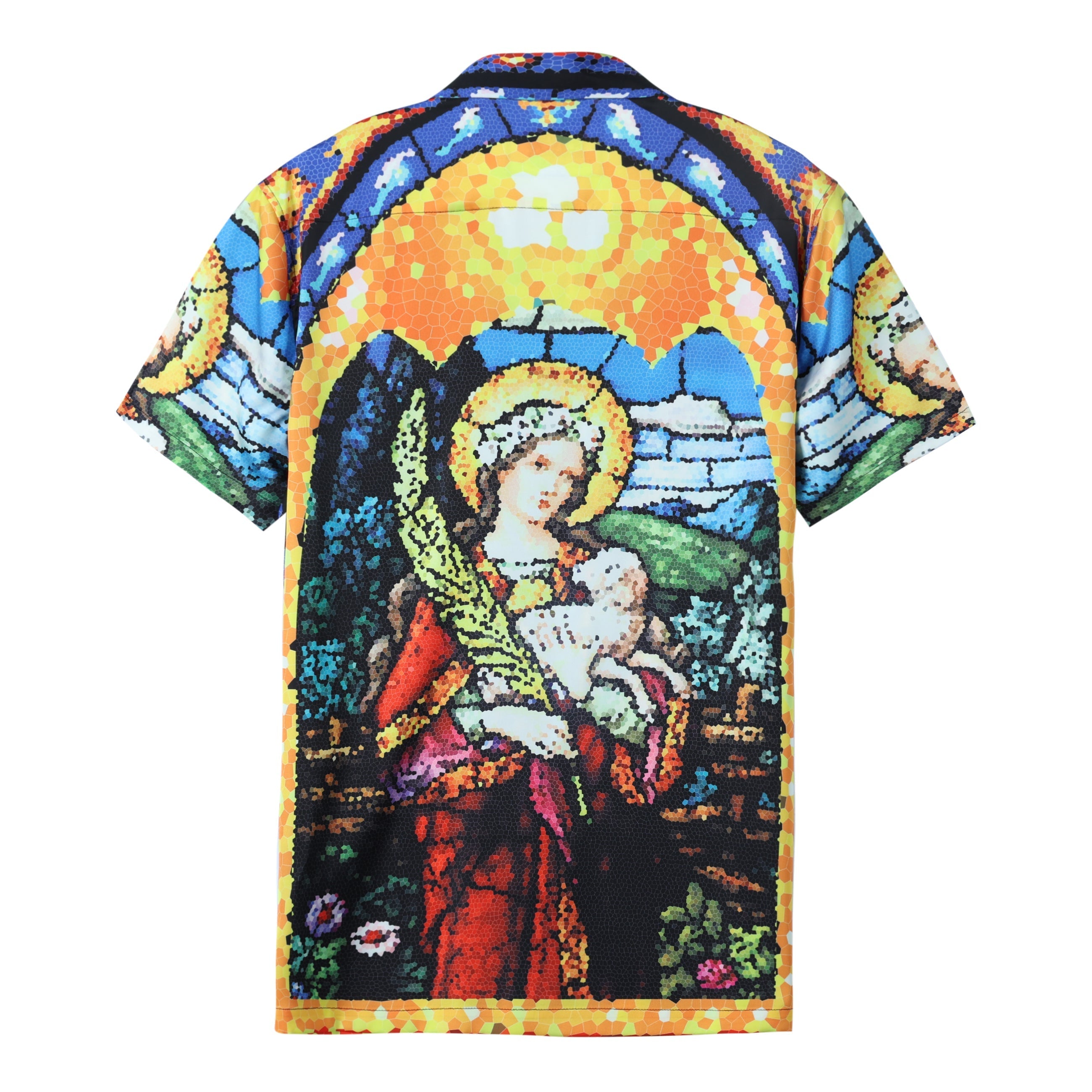 Perpetual Succour Pixel Pattern Short Sleeve Camp Collar Shirt Jonvidesign
