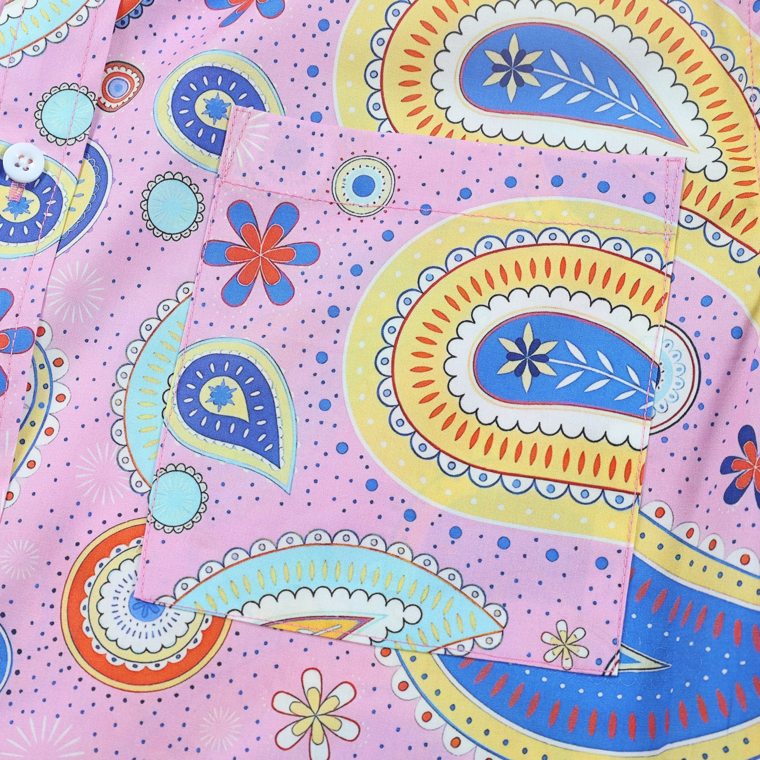 Pink Paisley Pattern Button Down Long Sleeve Shirt Jonvidesign