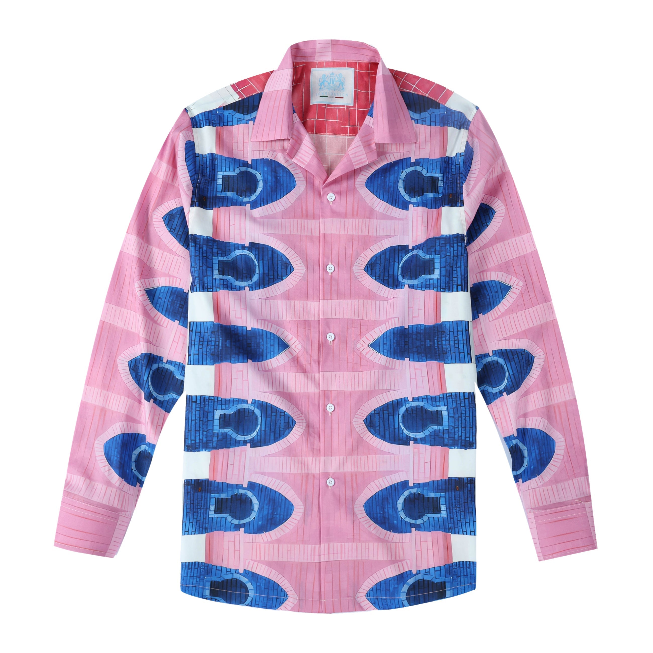 Pool Tile Pattern Long Sleeve Vacation Shirt Jonvidesign