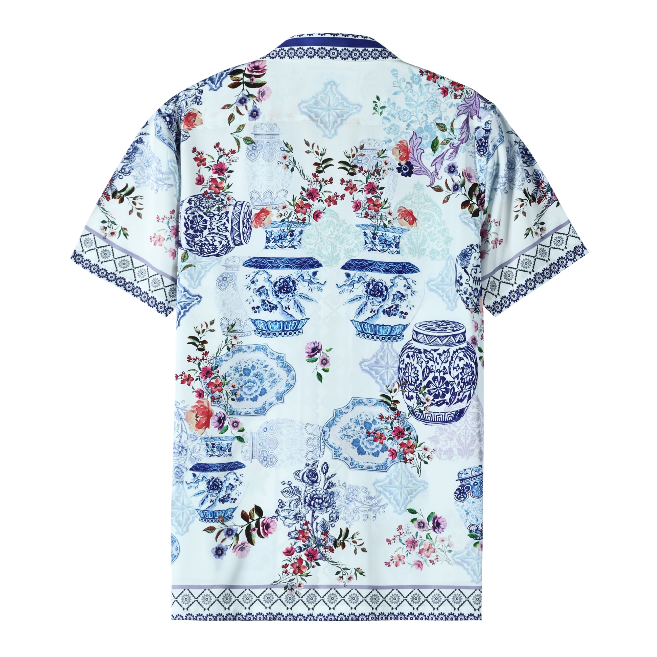 Porcelain Floral Camp Collar Shirt Jonvidesign