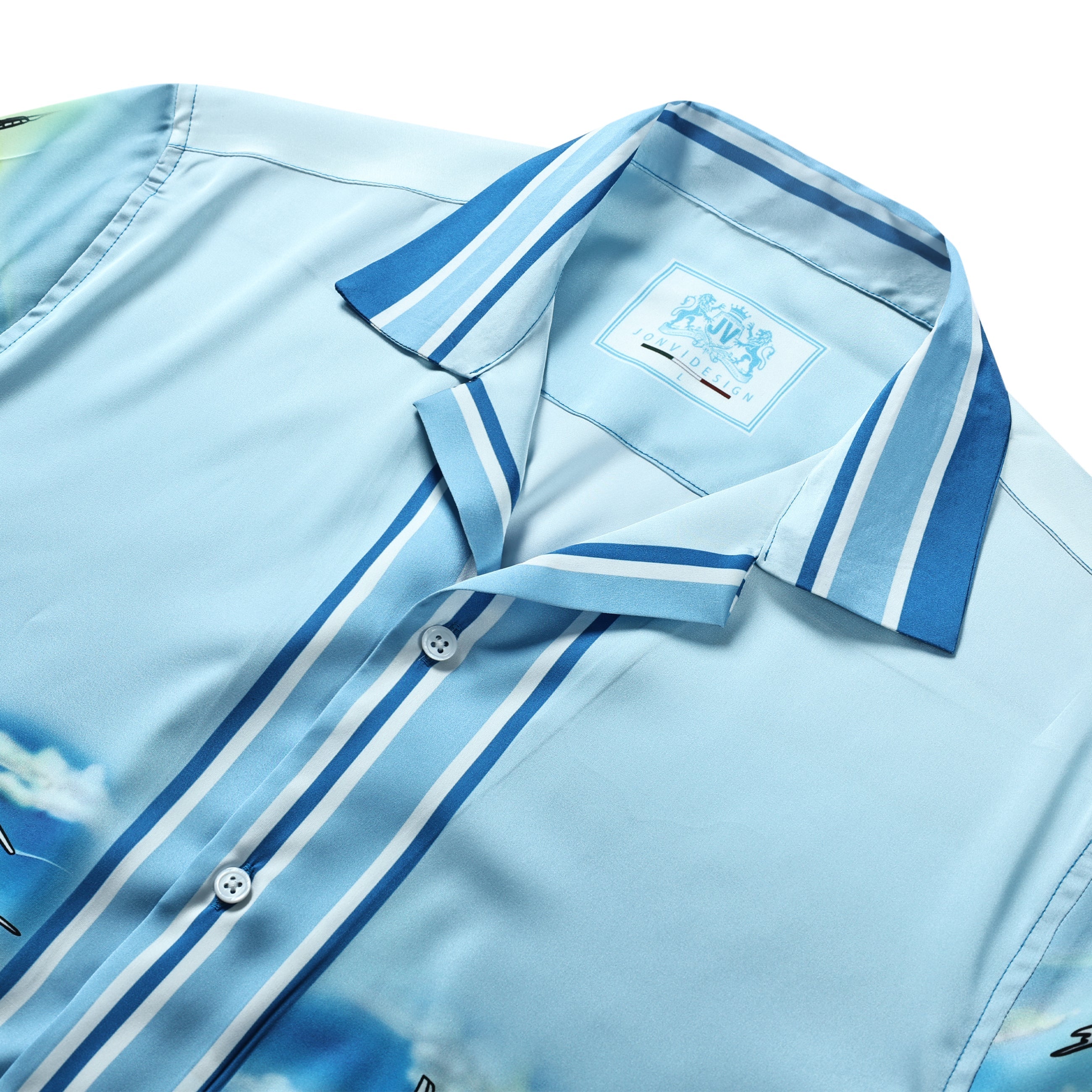 Resort Racing Car Short Sleeve Camp Collar Shirt Jonvidesign