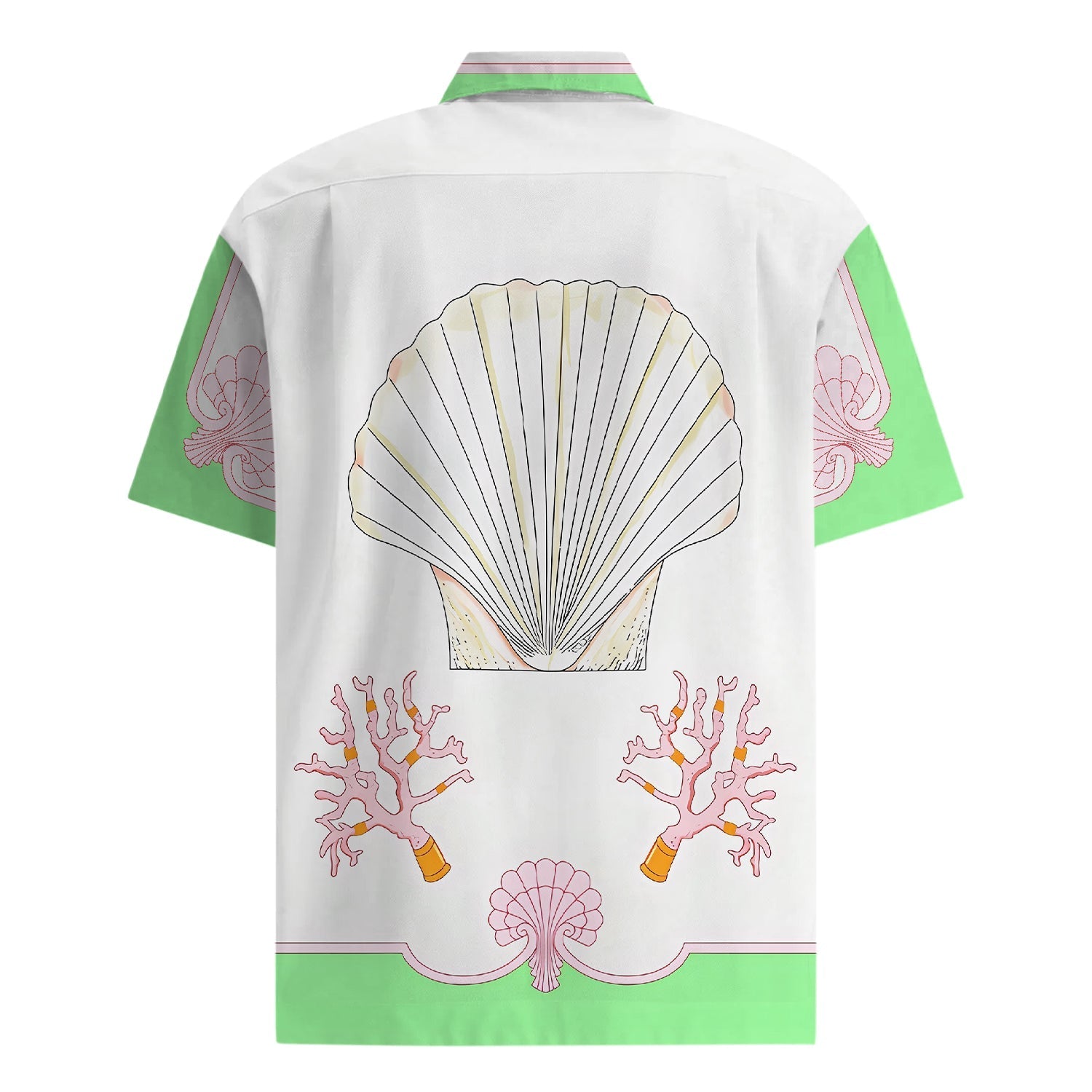 Scallop Pattern Short Sleeve Drop Shoulder Shirt Jonvidesign