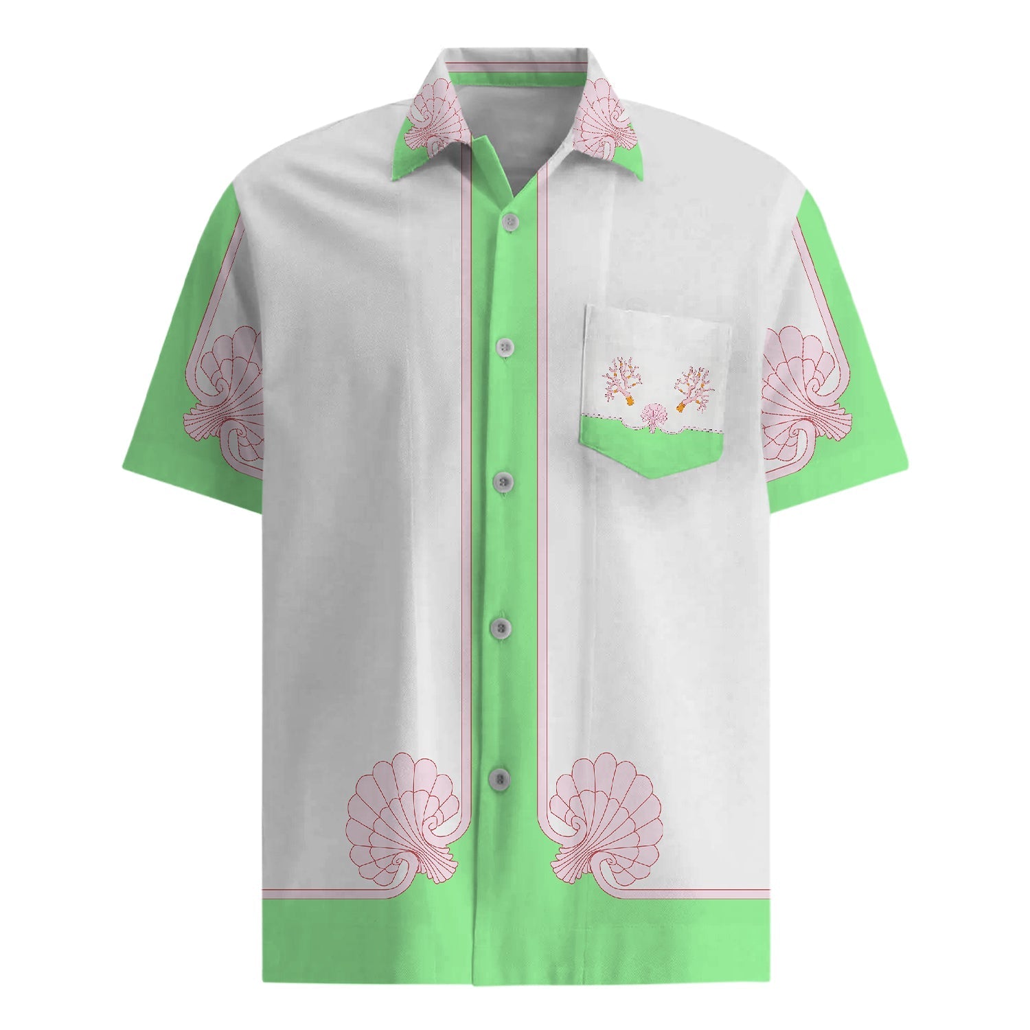 Scallop Pattern Short Sleeve Drop Shoulder Shirt Jonvidesign