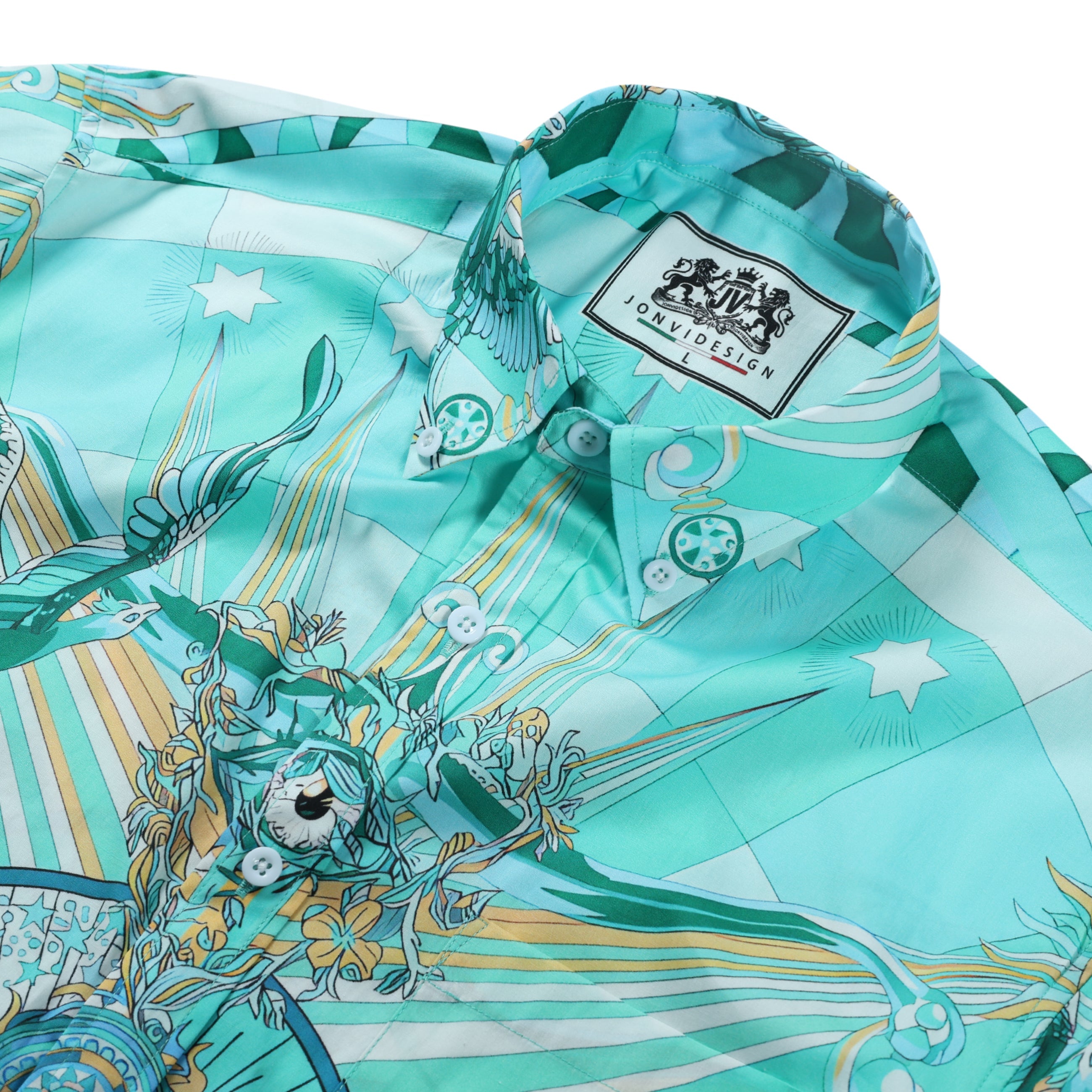 Teal Myth Button Down Shirt Jonvidesign