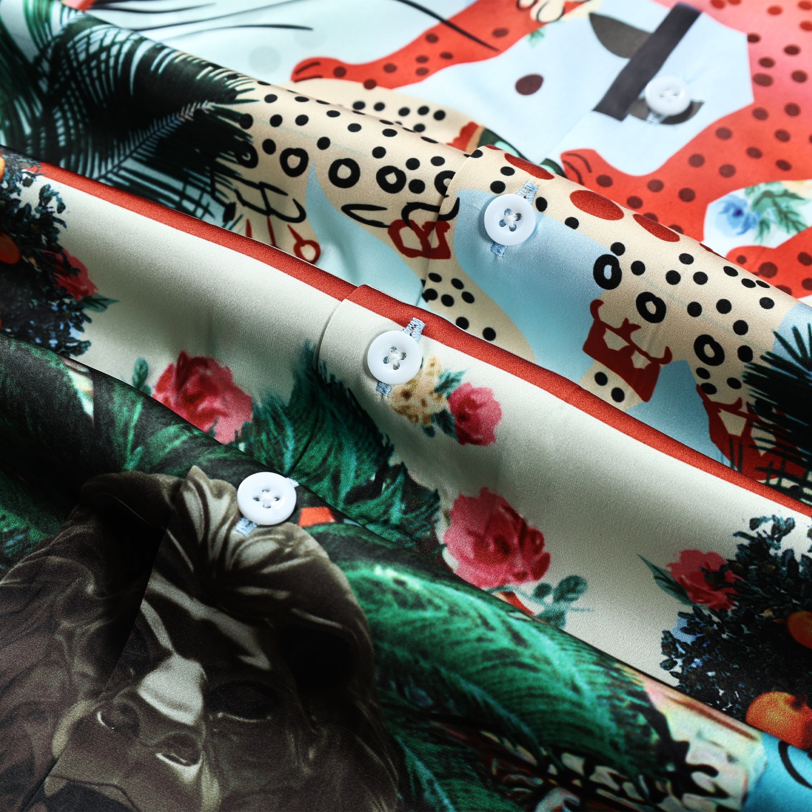 Tropical Animal Pattern Short Sleeve Camp Collar Shirt Jonvidesign