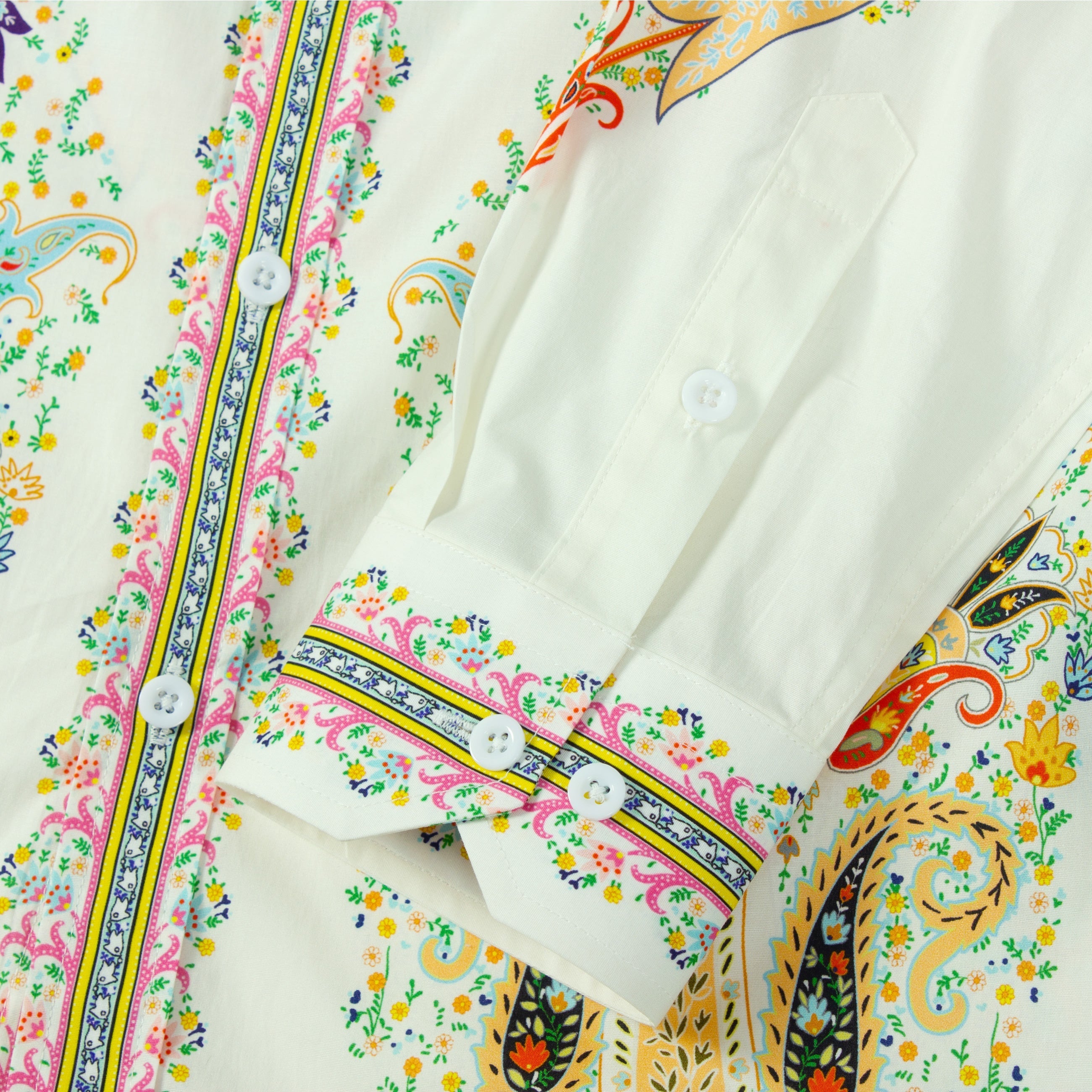 Tropical Floral Pattern Long Sleeve Button Down Shirt Jonvidesign