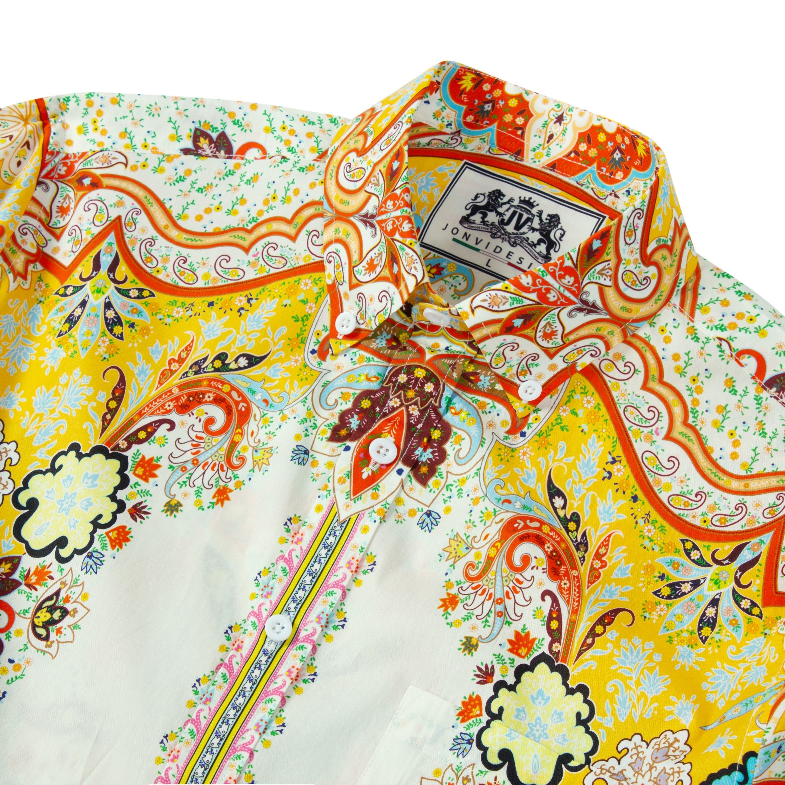 Tropical Floral Pattern Long Sleeve Button Down Shirt Jonvidesign