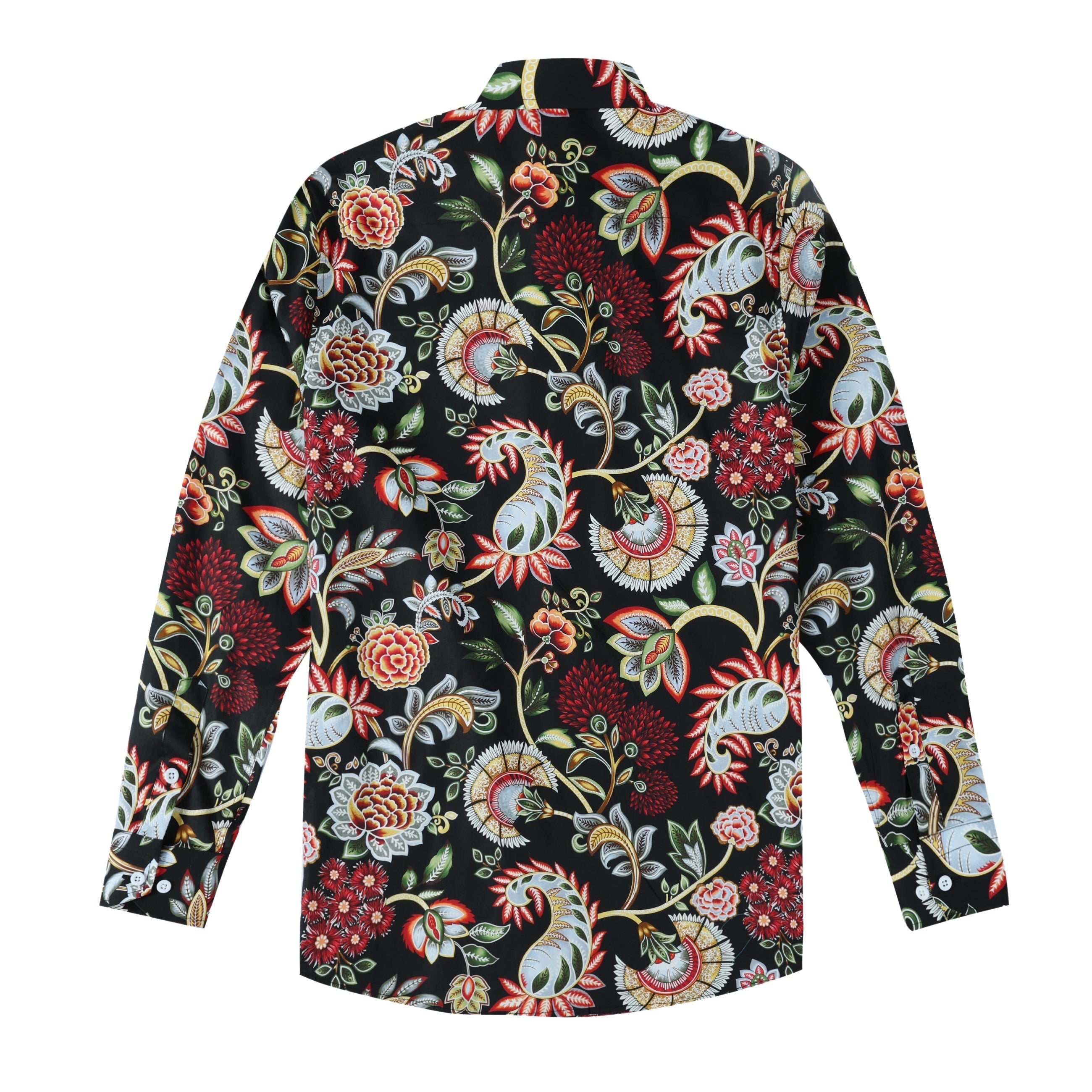 Tropical Floral Print Long Sleeve Button Down Casual Shirt Jonvidesign