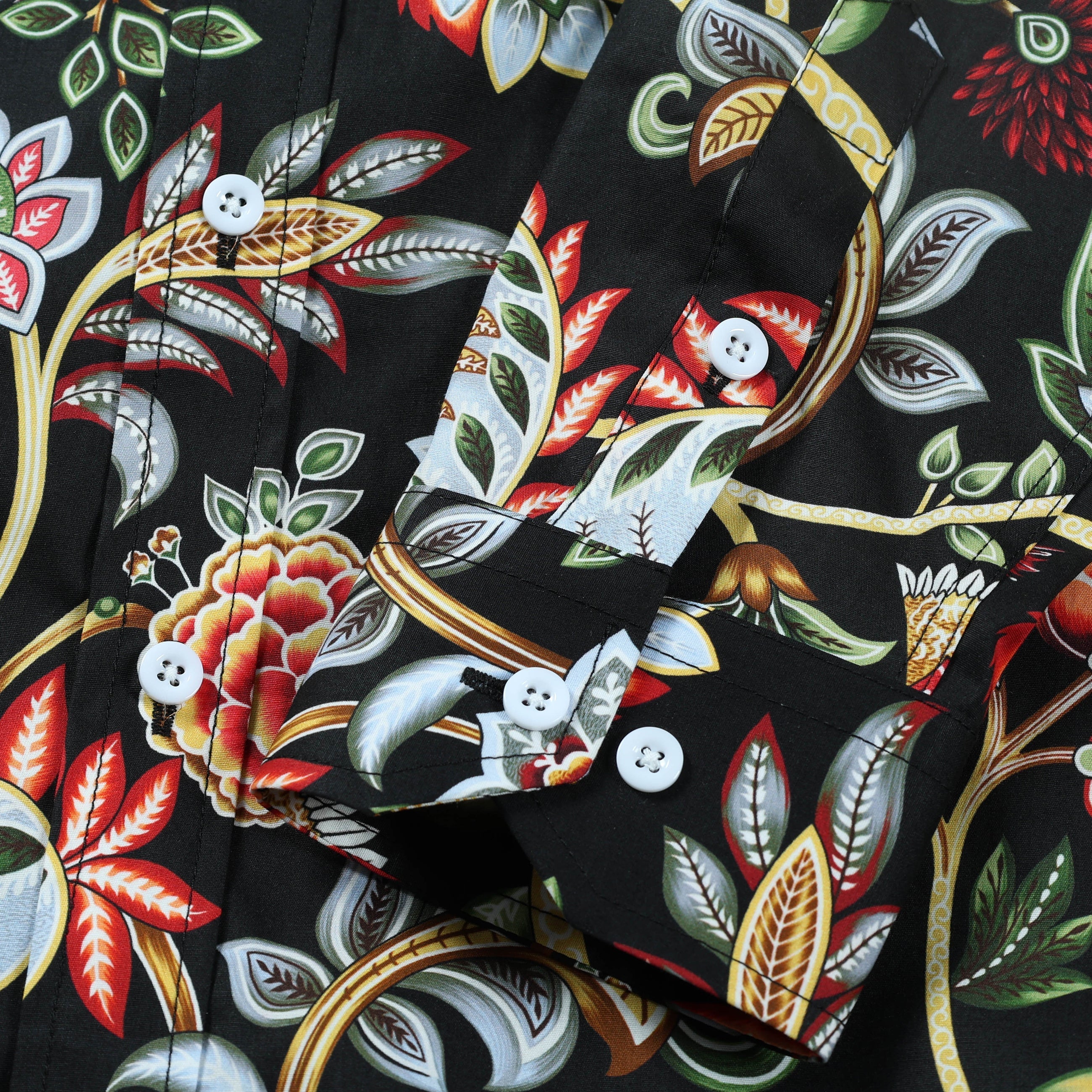 Tropical Floral Print Long Sleeve Button Down Casual Shirt Jonvidesign