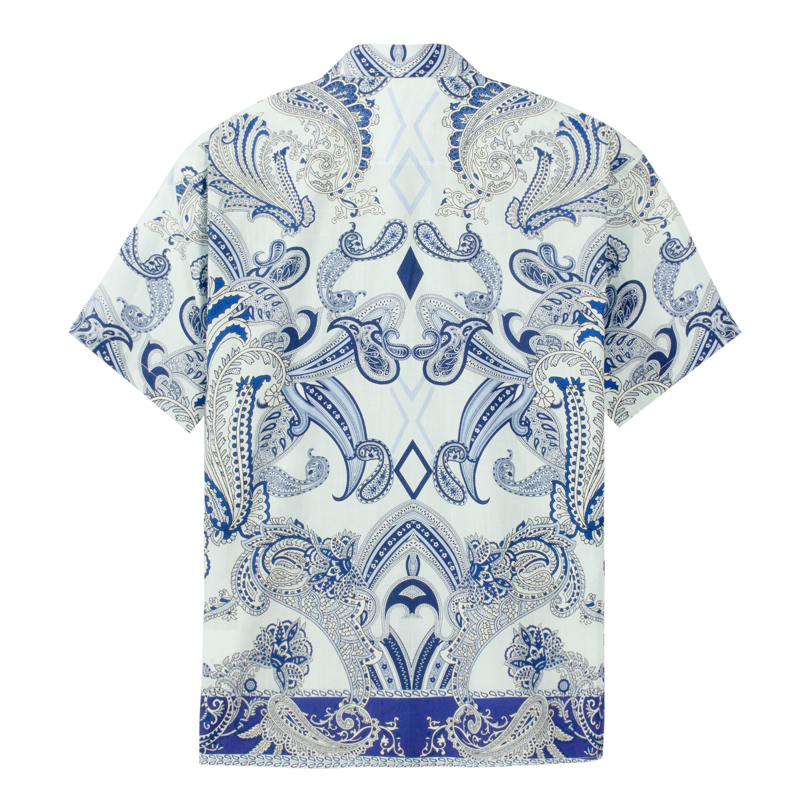 Tropical Paisley Pattern Short Sleeve Camp Shirt in Purple Jonvidesign