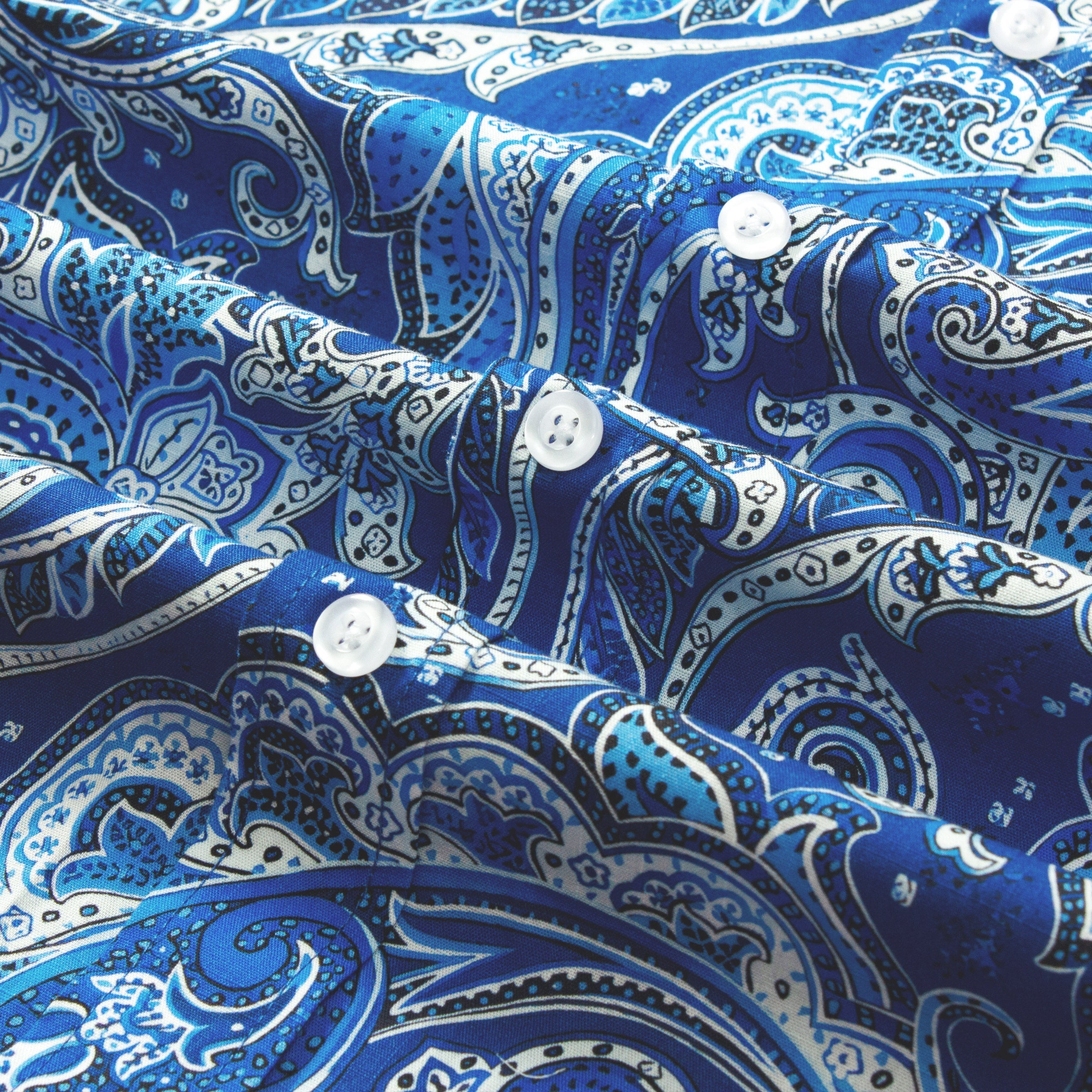 Tropical Paisley Pattern Short Sleeve Casual Shirt in Blue Jonvidesign