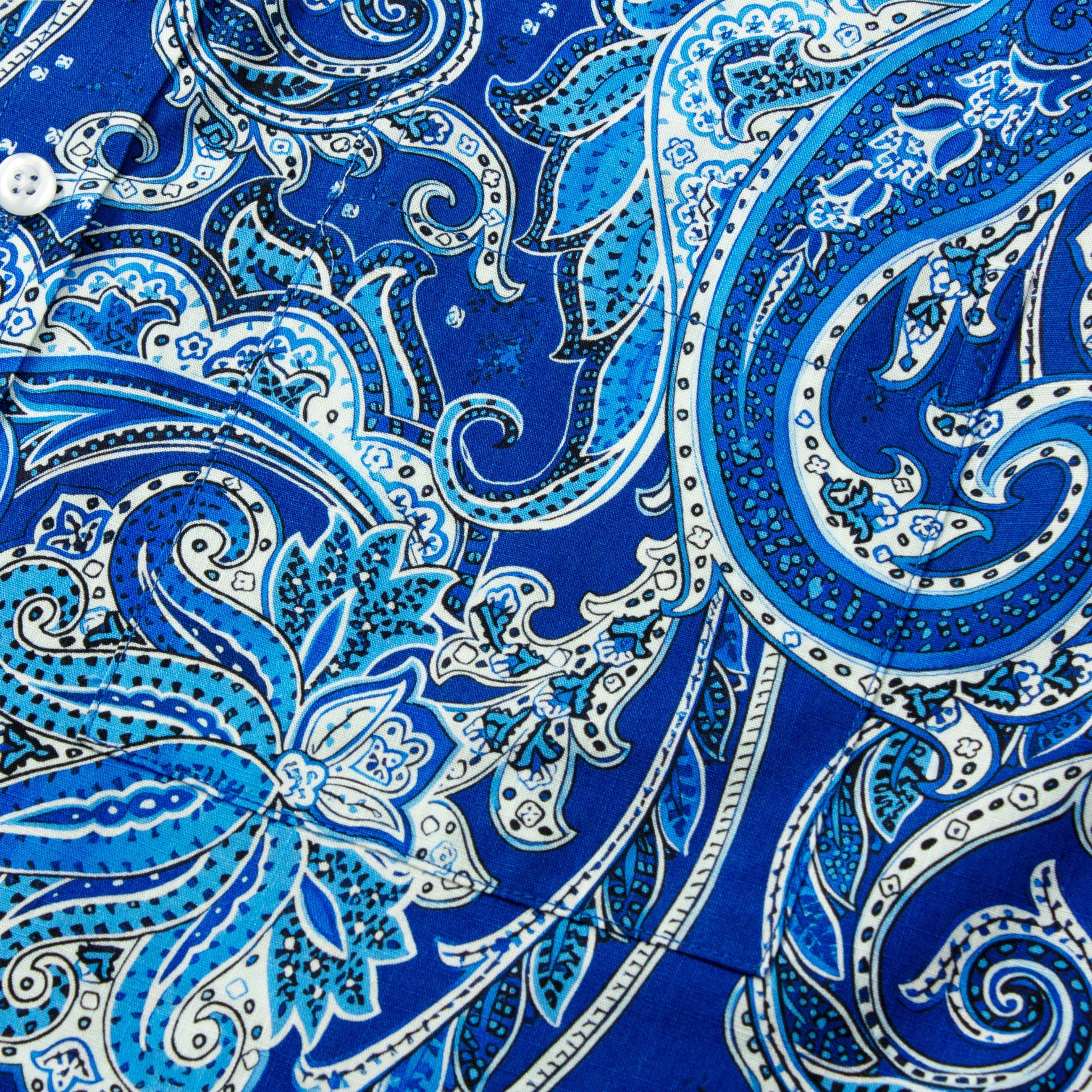 Tropical Paisley Pattern Short Sleeve Casual Shirt in Blue Jonvidesign