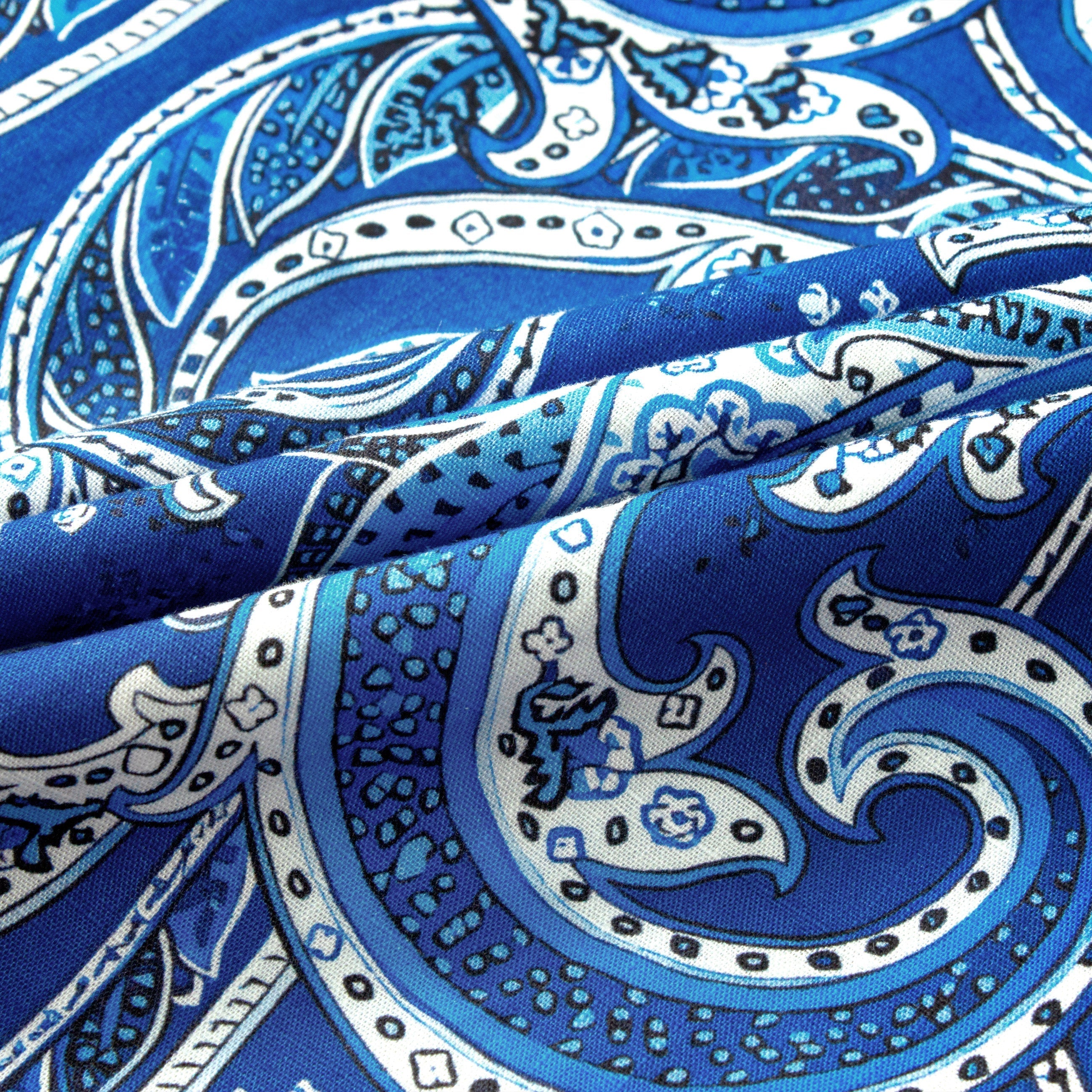 Tropical Paisley Pattern Short Sleeve Casual Shirt in Blue Jonvidesign