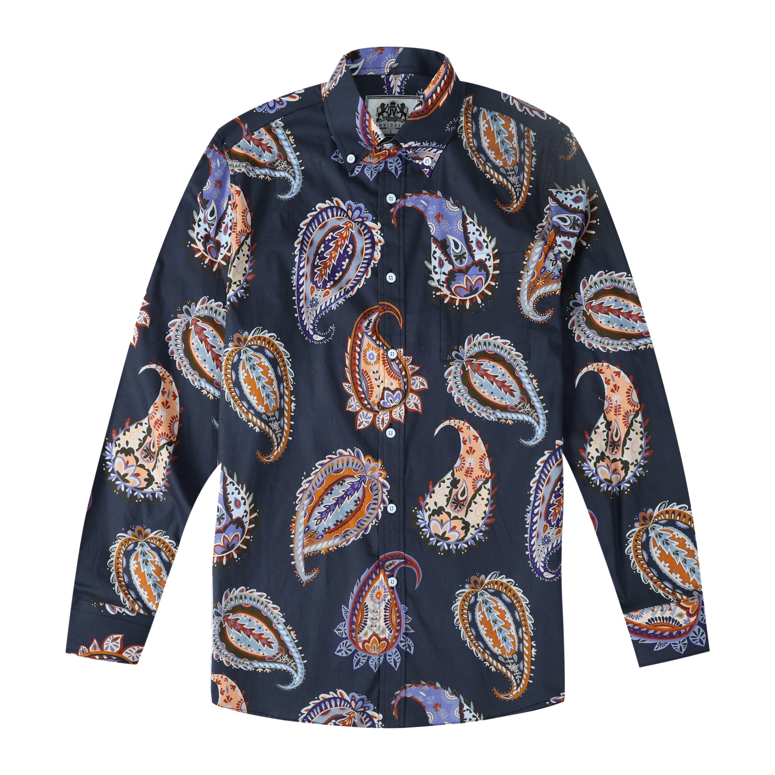 Tropical Paisley Print Button Down Long Sleeve Shirt Jonvidesign