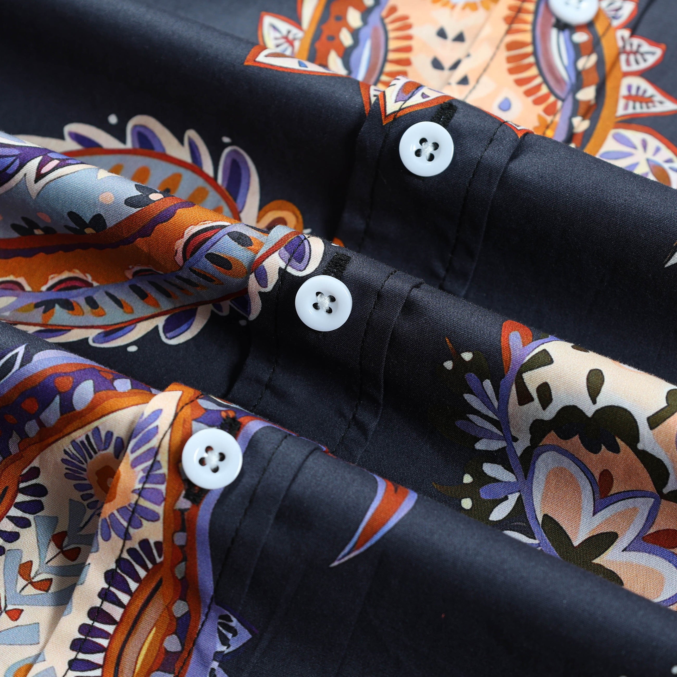 Tropical Paisley Print Button Down Long Sleeve Shirt Jonvidesign