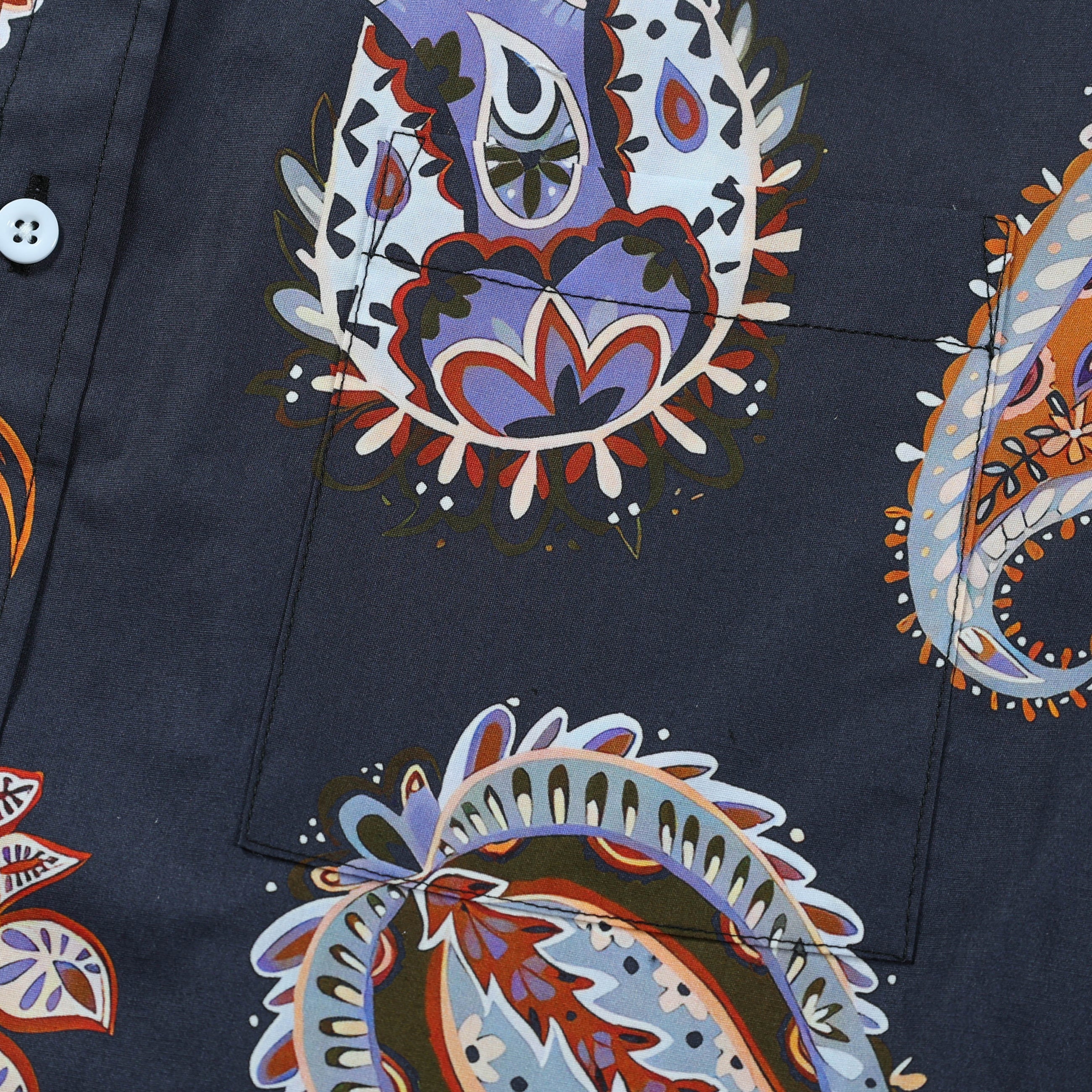 Tropical Paisley Print Button Down Long Sleeve Shirt Jonvidesign