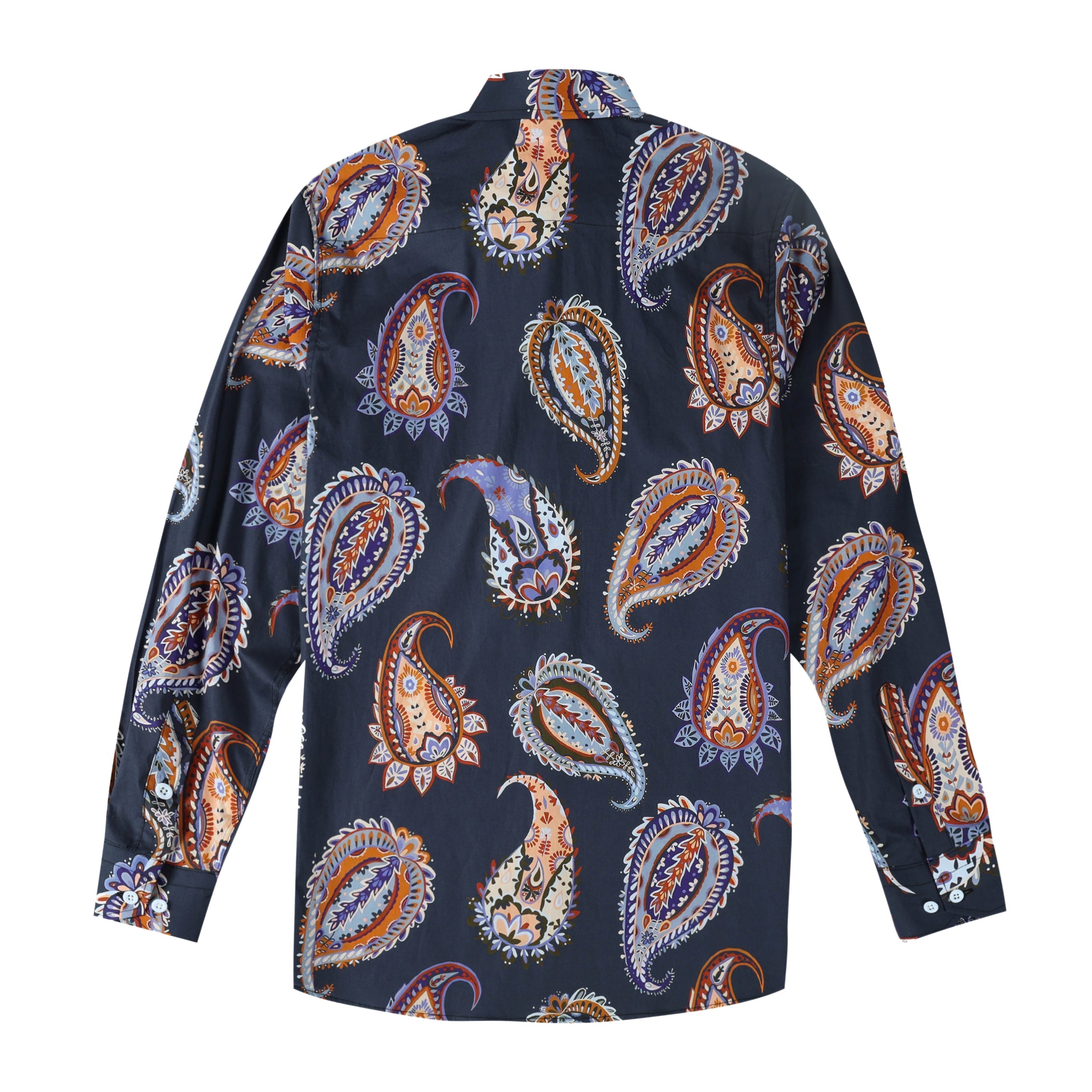 Tropical Paisley Print Button Down Long Sleeve Shirt Jonvidesign