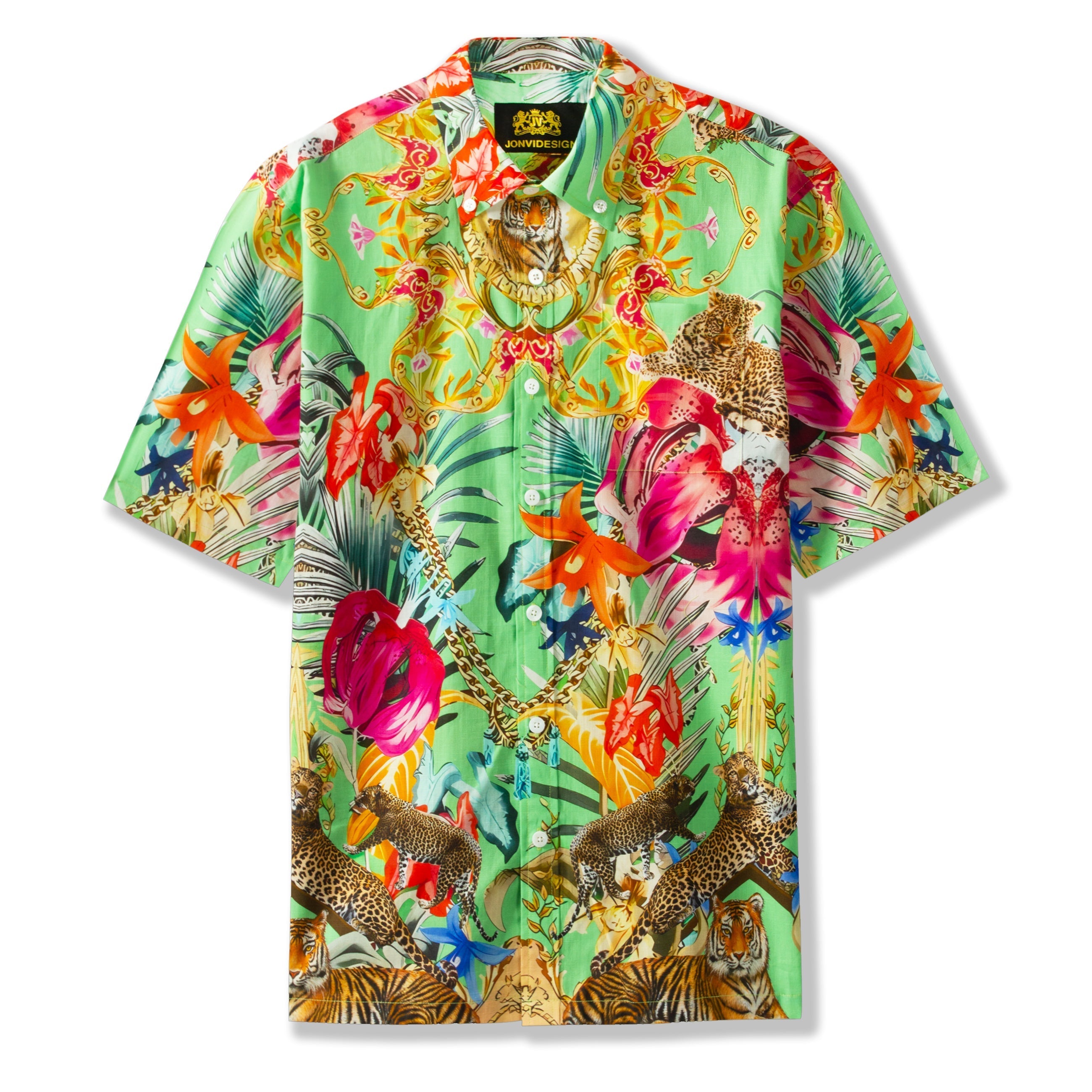 Tropical Style Animal Print Short Sleeve Shirt Jonvidesign