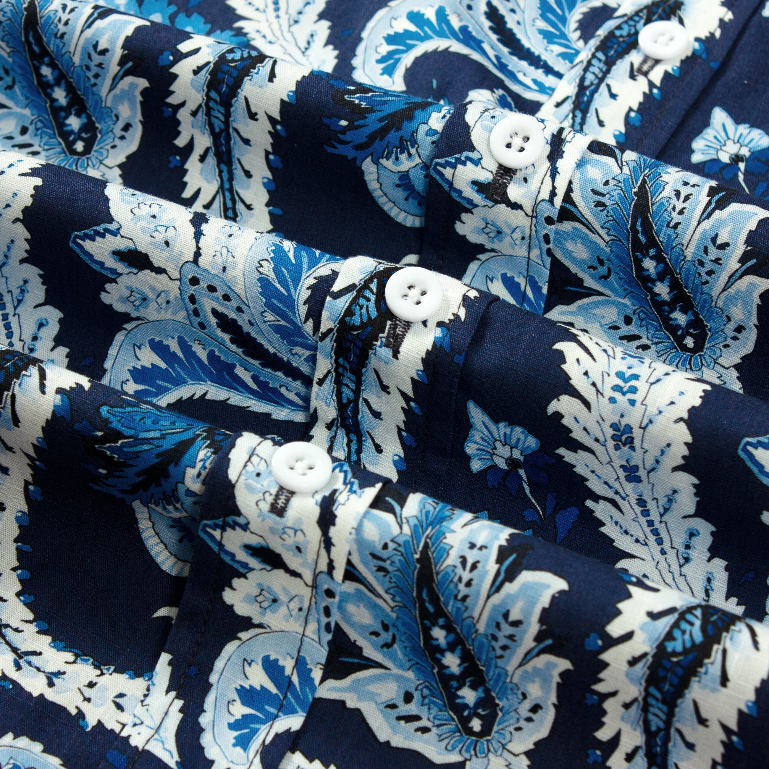 Tropical Style Dark Blue Paisley Short Sleeve Shirt Jonvidesign