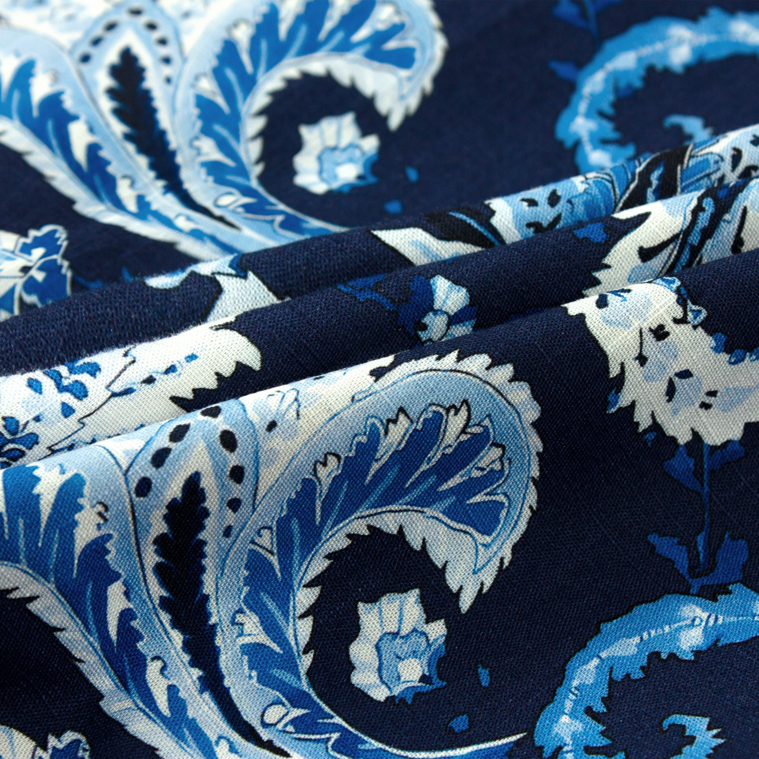 Tropical Style Dark Blue Paisley Short Sleeve Shirt Jonvidesign